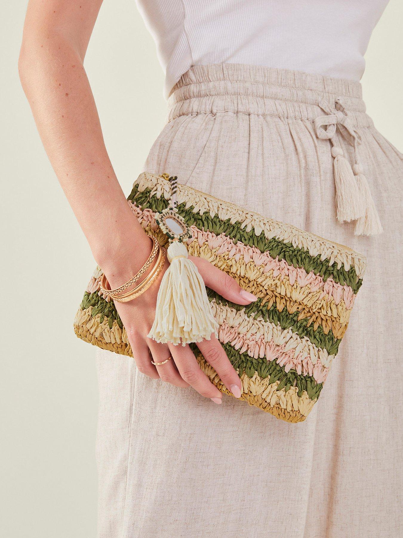 Vacay Mindset Raffia Woven Clutch