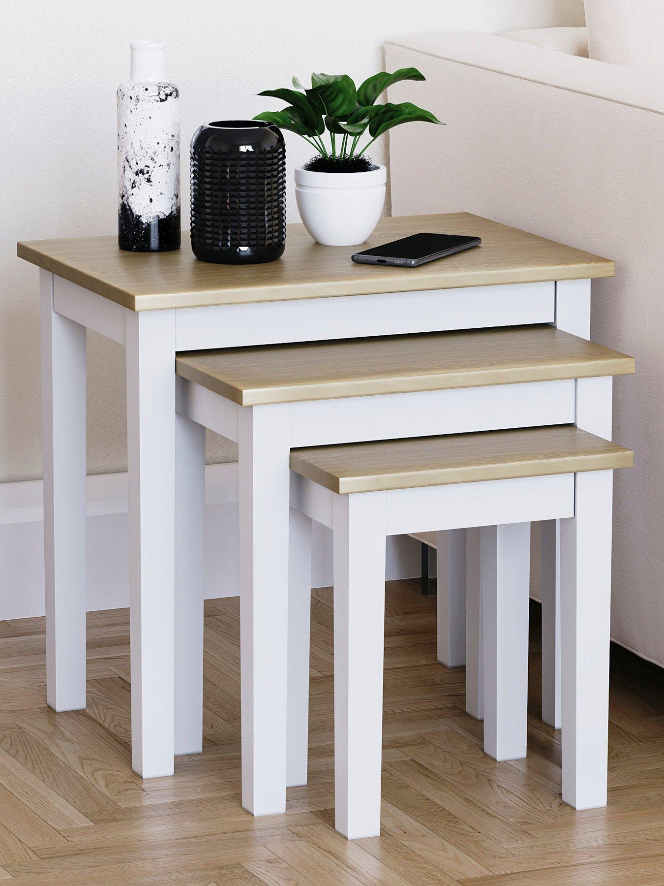 undefined Yorkshire Nest of 3 Tables - White/Oak
