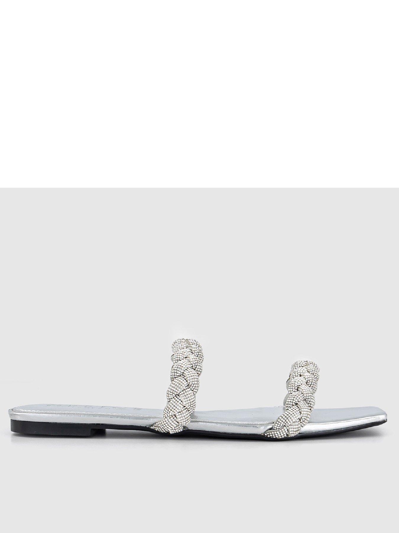 office-embellished-double-plait-slider-silver