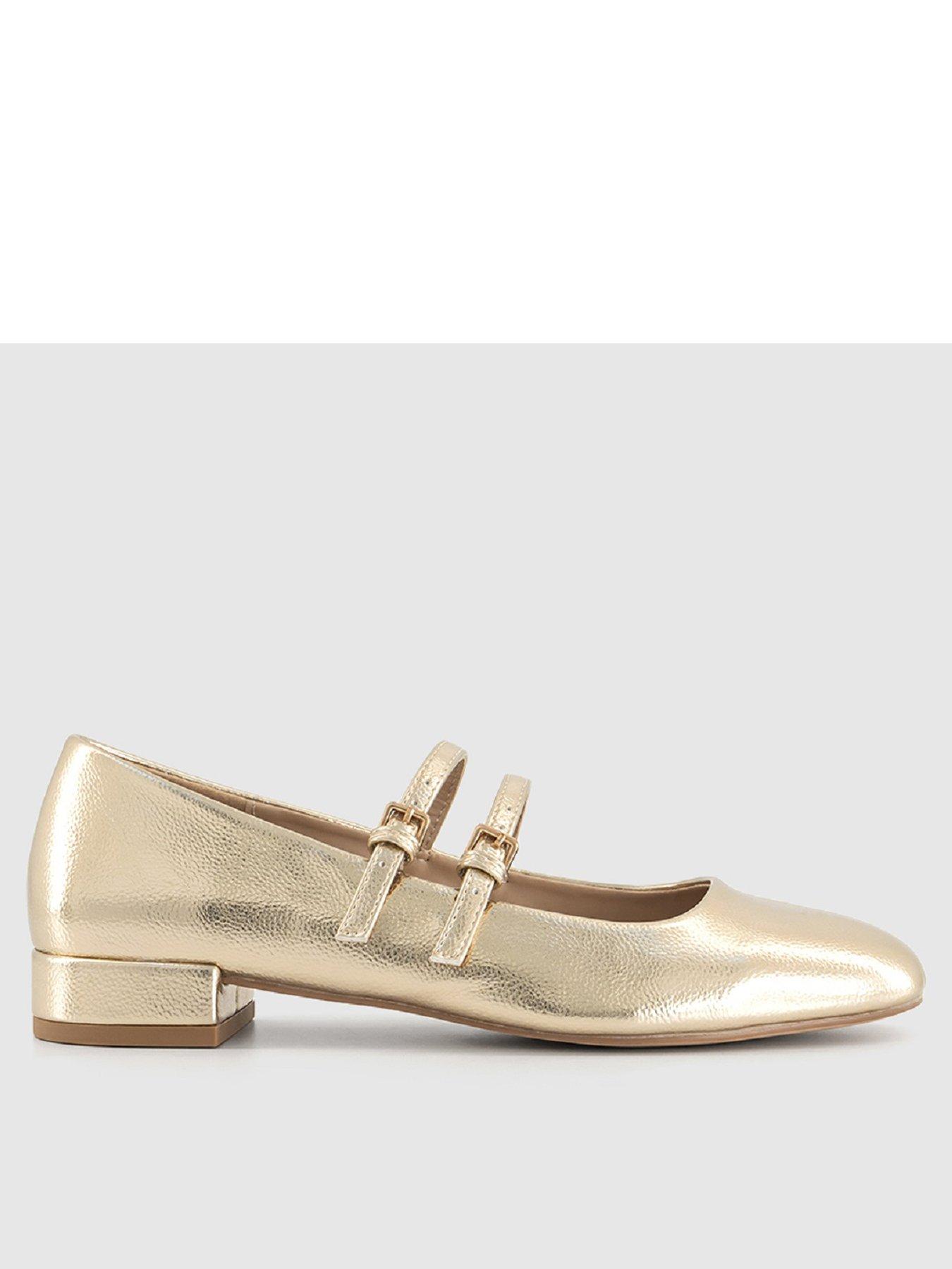 office-frenchkiss-two-strap-mary-jane-flat-shoe-gold