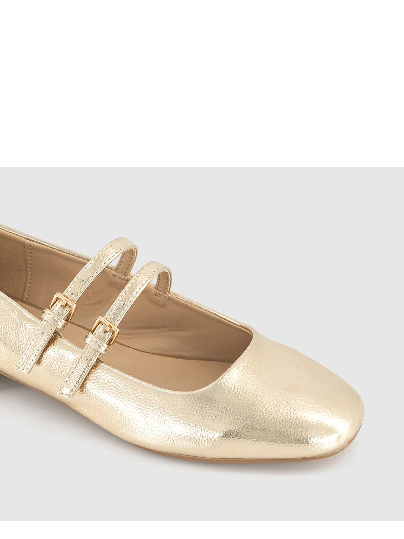 office-frenchkiss-two-strap-mary-jane-flat-shoe-goldoutfit