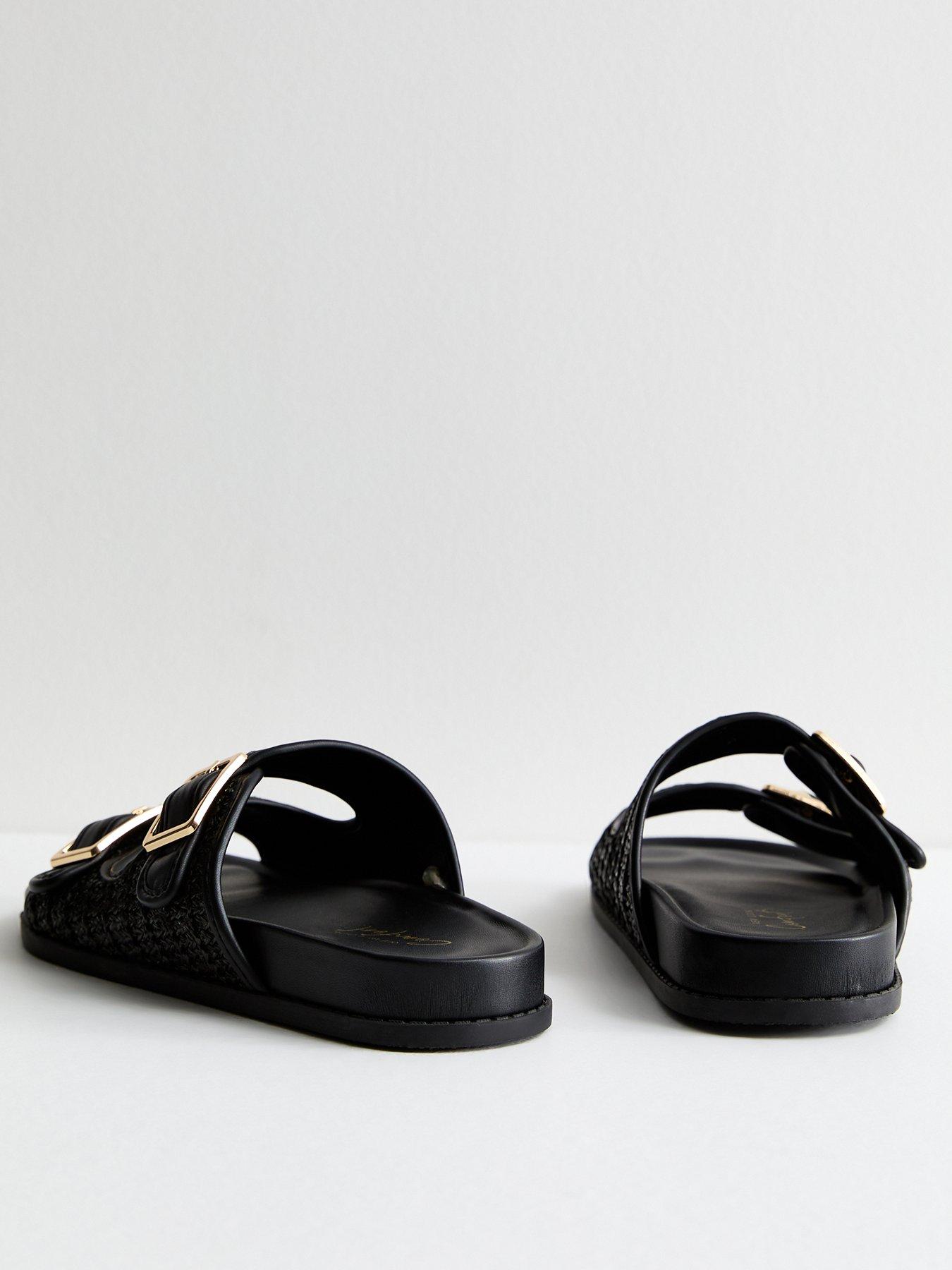 new-look-black-raffia-chunky-buckle-sandalsback