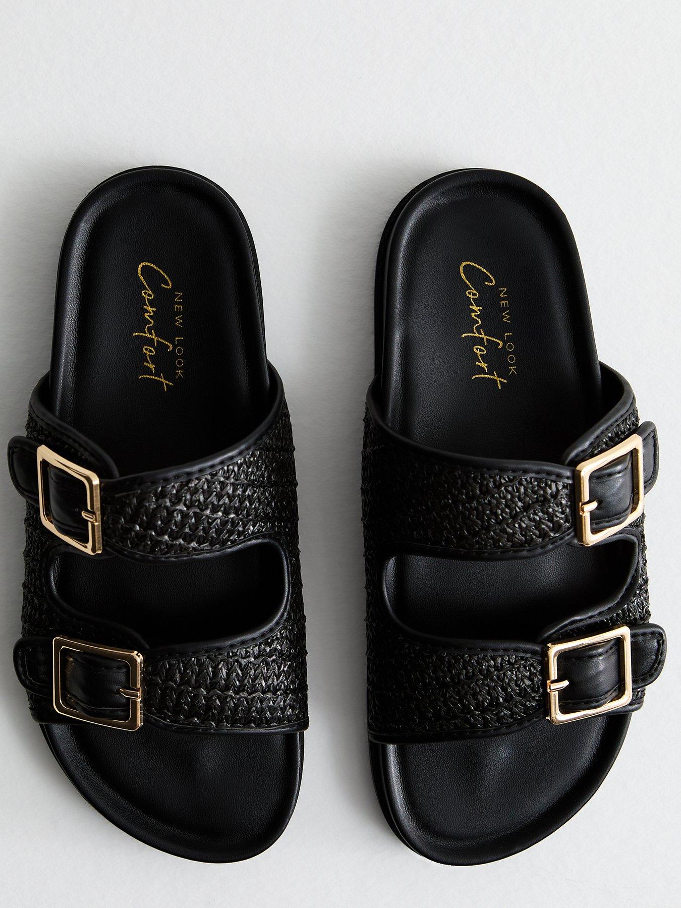 new-look-black-raffia-chunky-buckle-sandalsoutfit