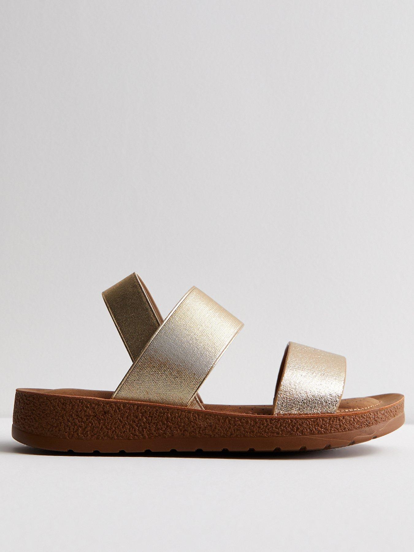 new-look-extra-wide-fit-gold-metallic-chunky-sandals