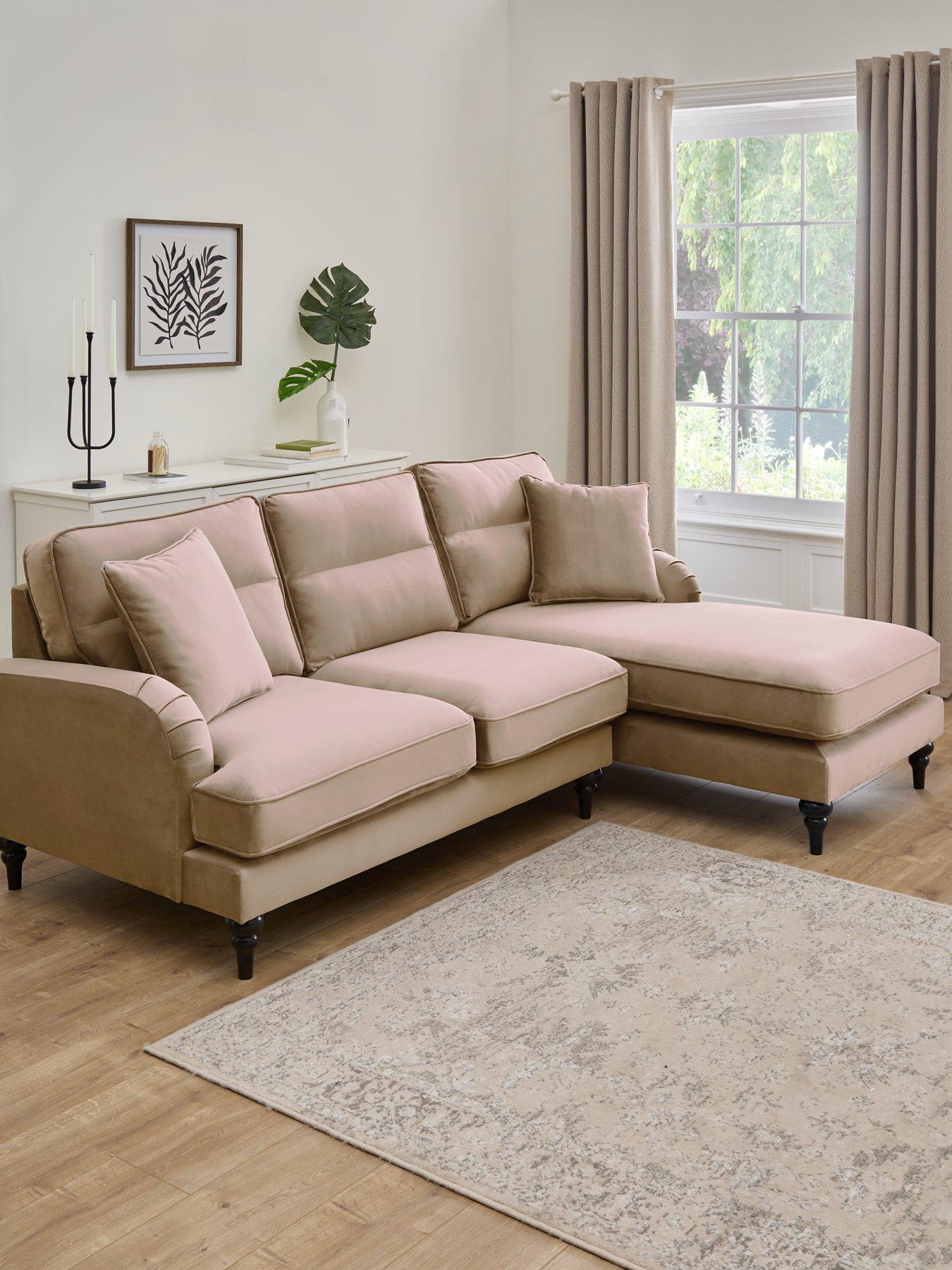 The Very Collection Victoria Right Hand Fabric 3 Seater Chaise Sofa - Mink - FSC® Certified