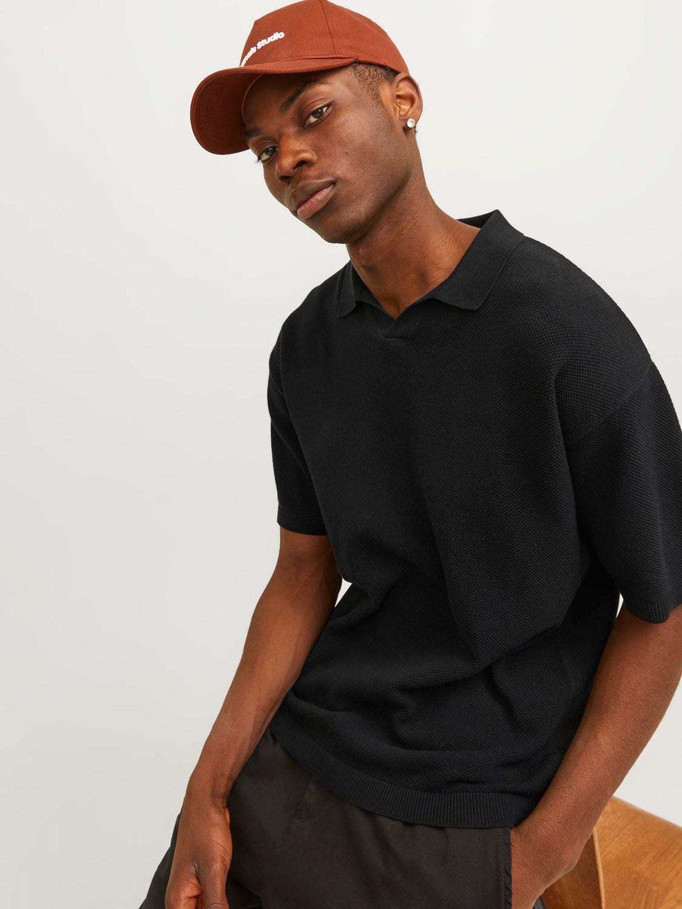 jack-jones-jack-amp-jones-linen-blend-open-collar-polo-shirt-black