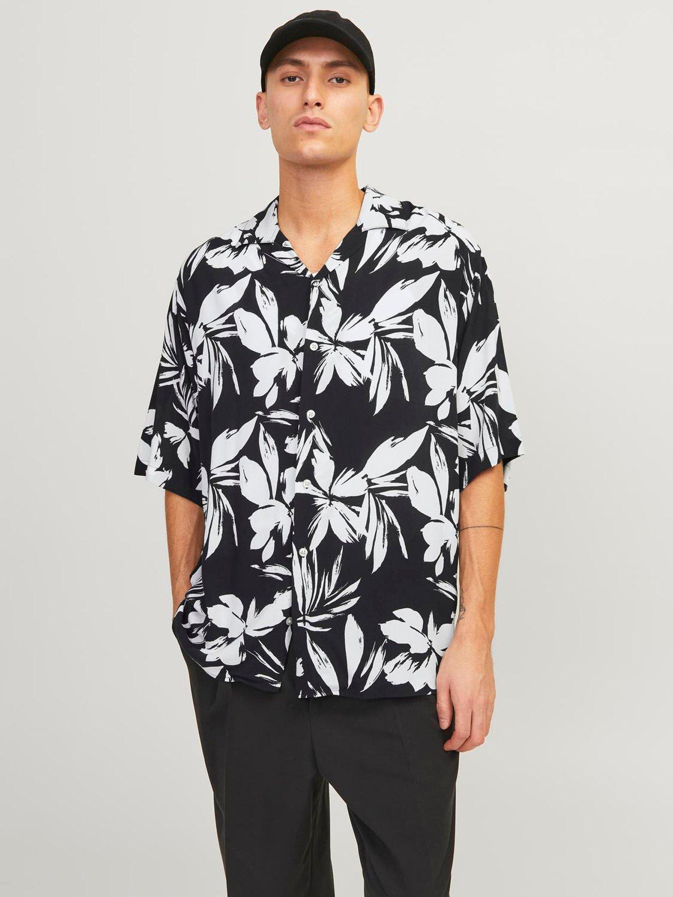 jack-jones-jack-amp-jones-short-sleeve-relaxed-fit-hawaiian-print-shirt-black