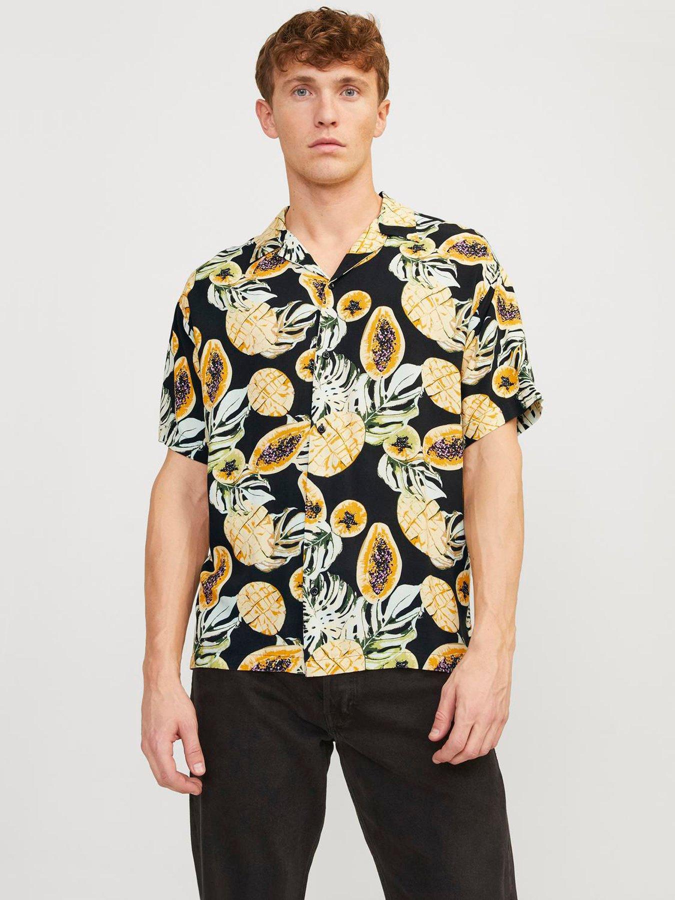 jack-jones-jack-amp-jones-short-sleeve-relaxed-fit-mango-print-shirt-blackfront