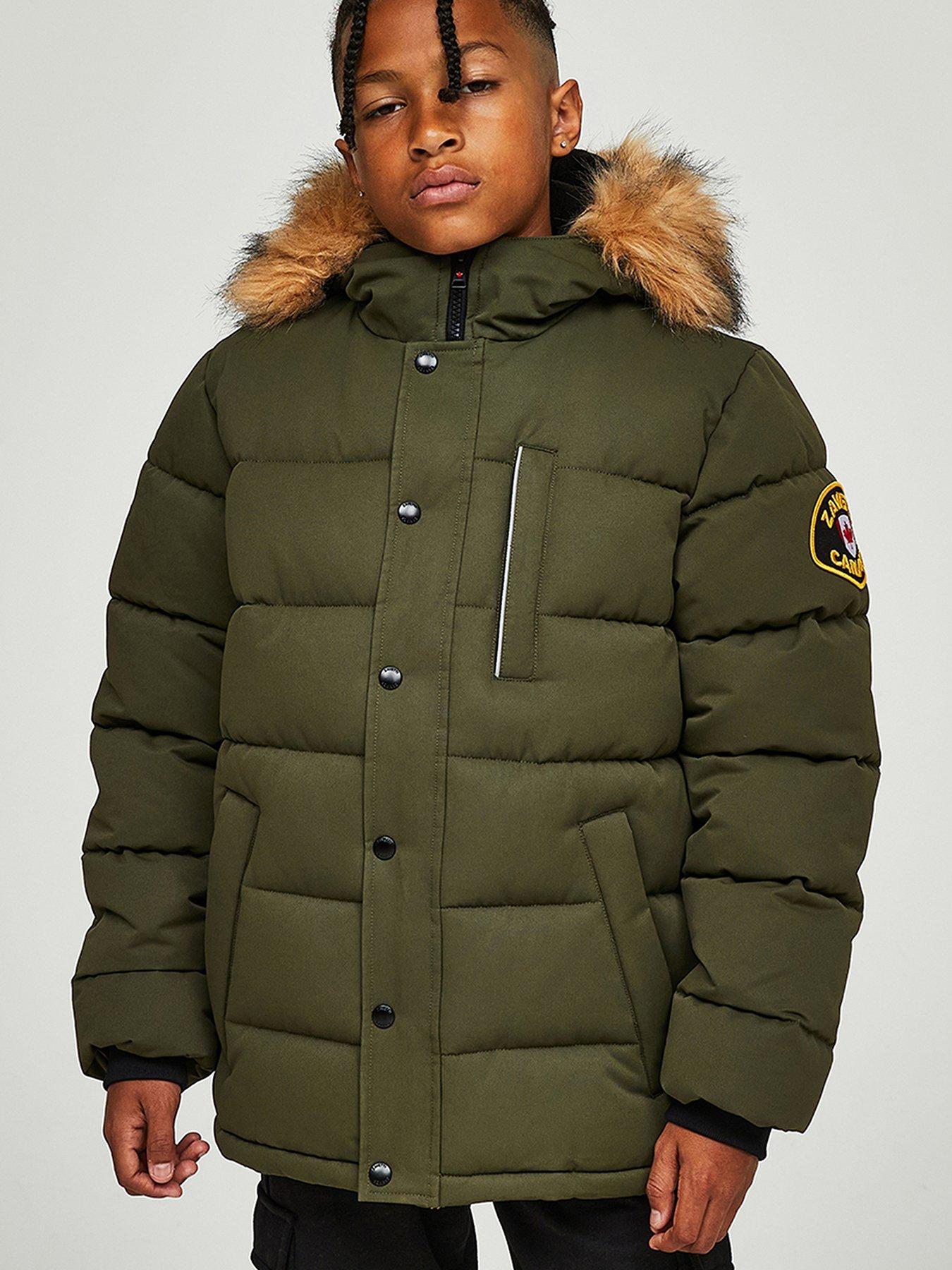 Parka Khaki Puffer Jacket With Fur Hood Threadbare Women's Khaki
