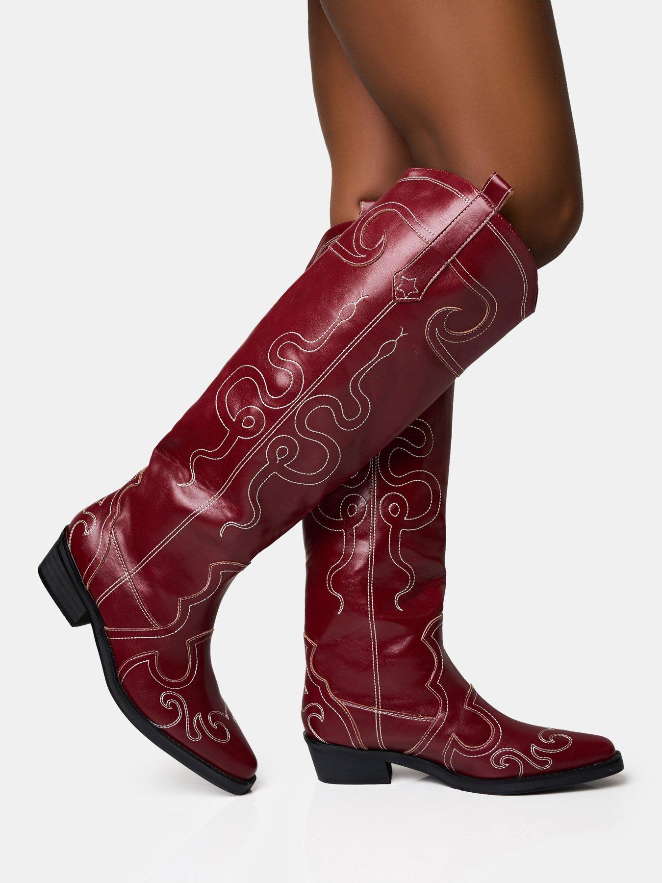 public-desire-serpentine-western-boots-dark-red