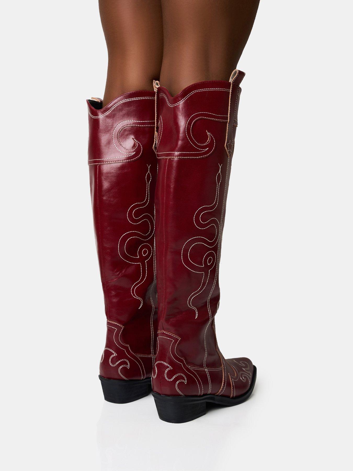 public-desire-serpentine-western-boots-dark-redstillFront