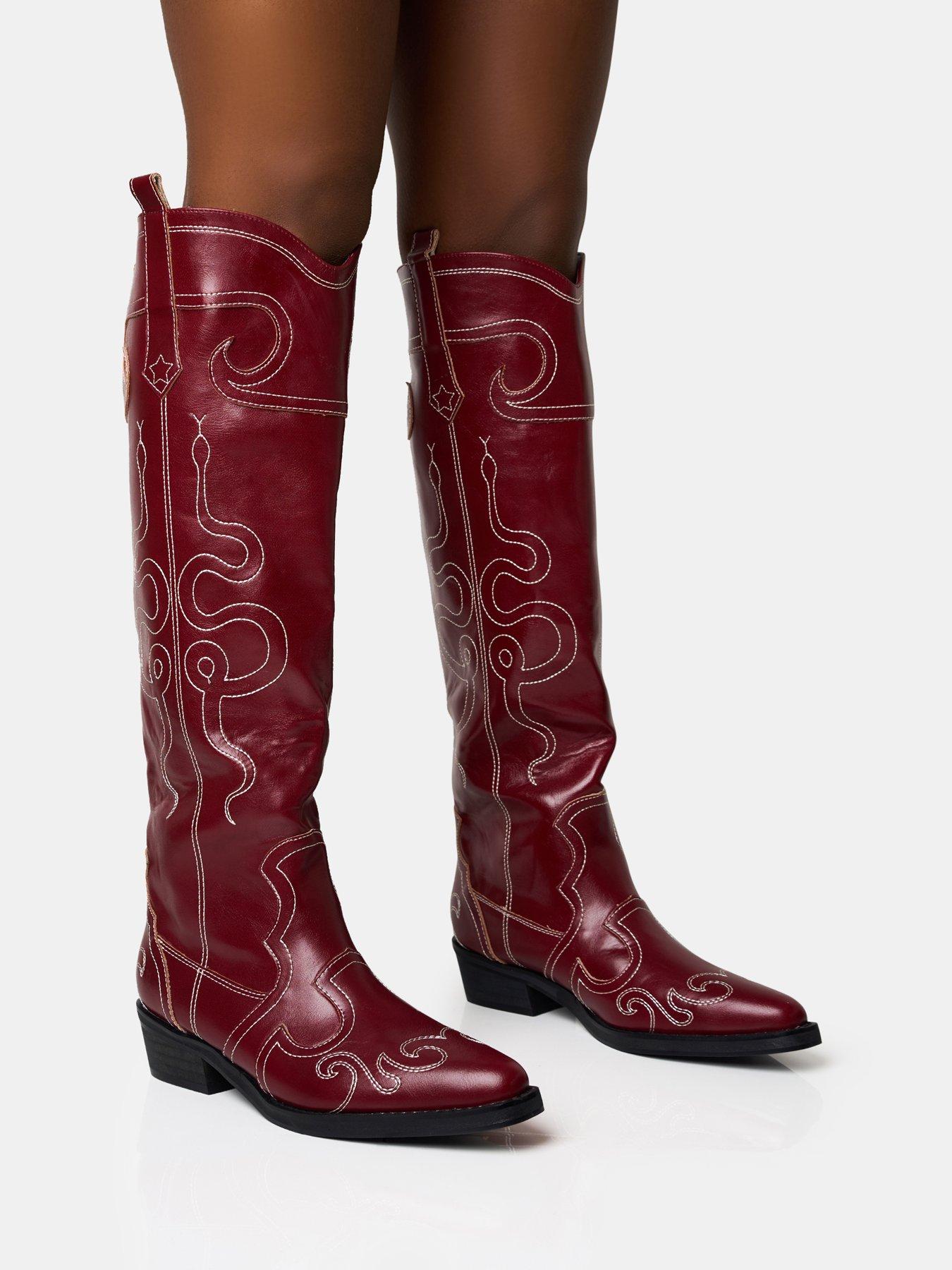 public-desire-serpentine-western-boots-dark-redback