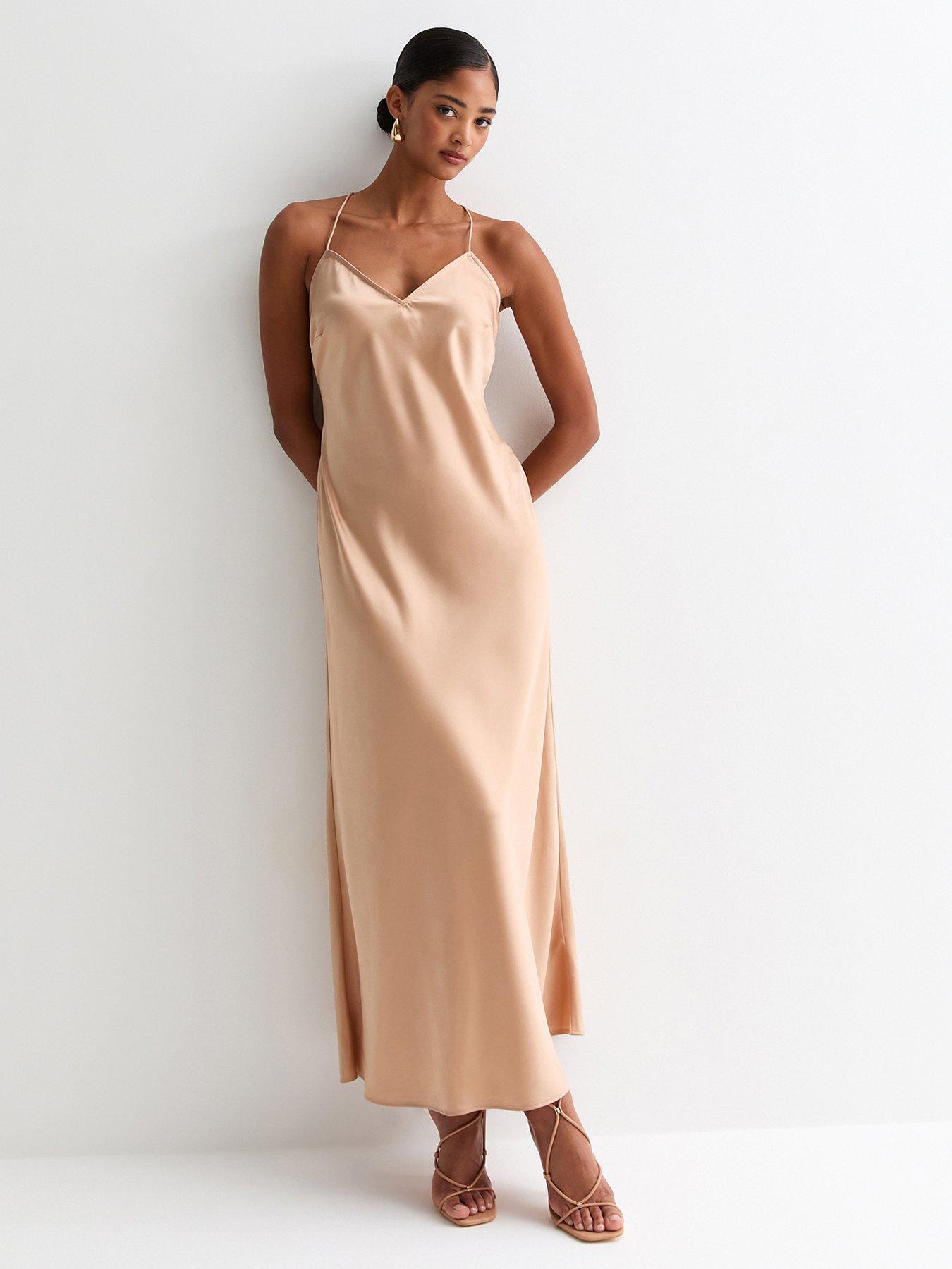 new-look-light-brown-open-strappy-back-satin-maxi-dress