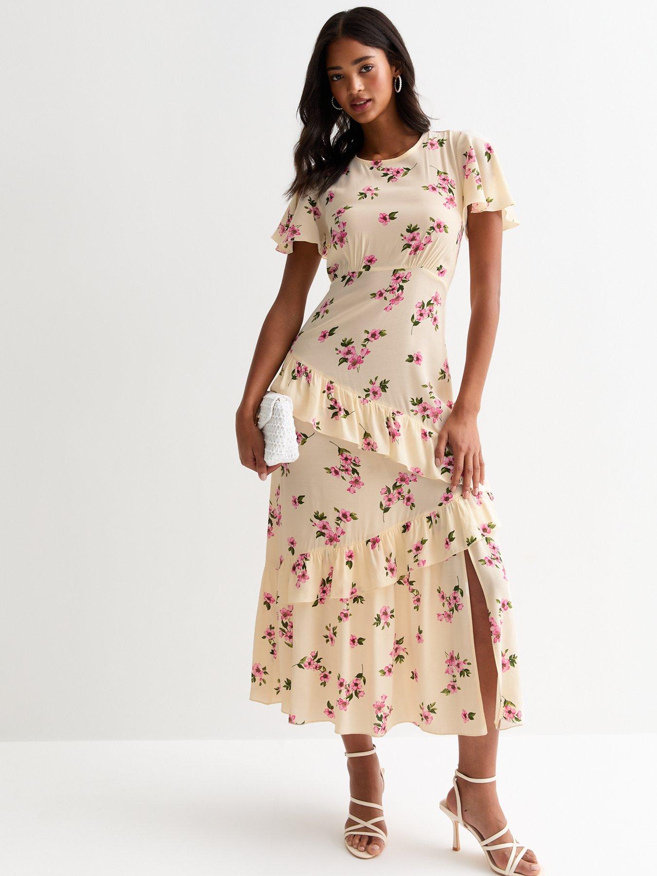 new-look-cream-floral-print-ruffle-midi