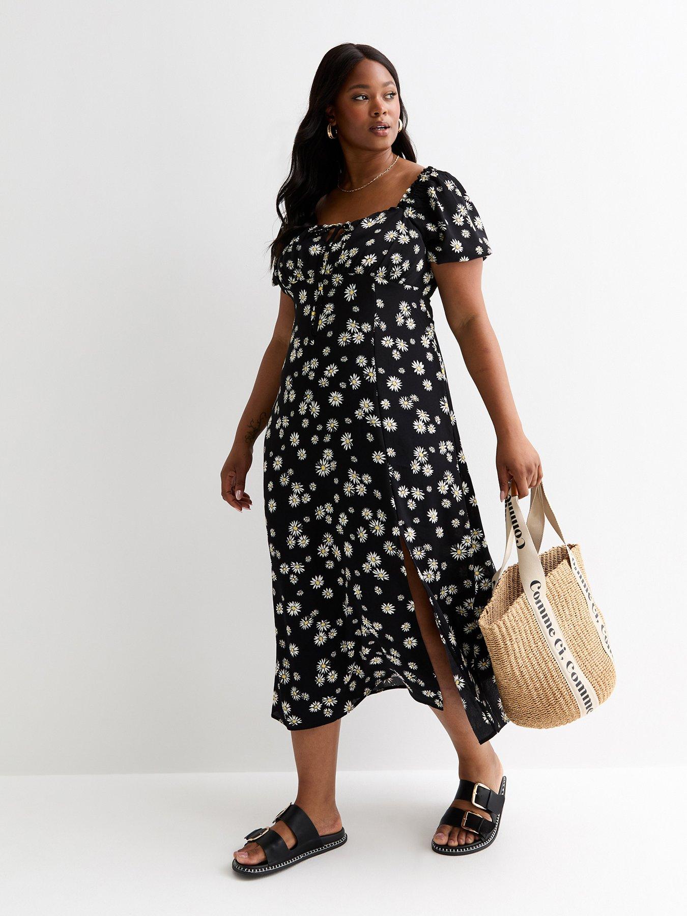 new-look-curves-black-daisy-print-puff-sleeve-midi-dressback