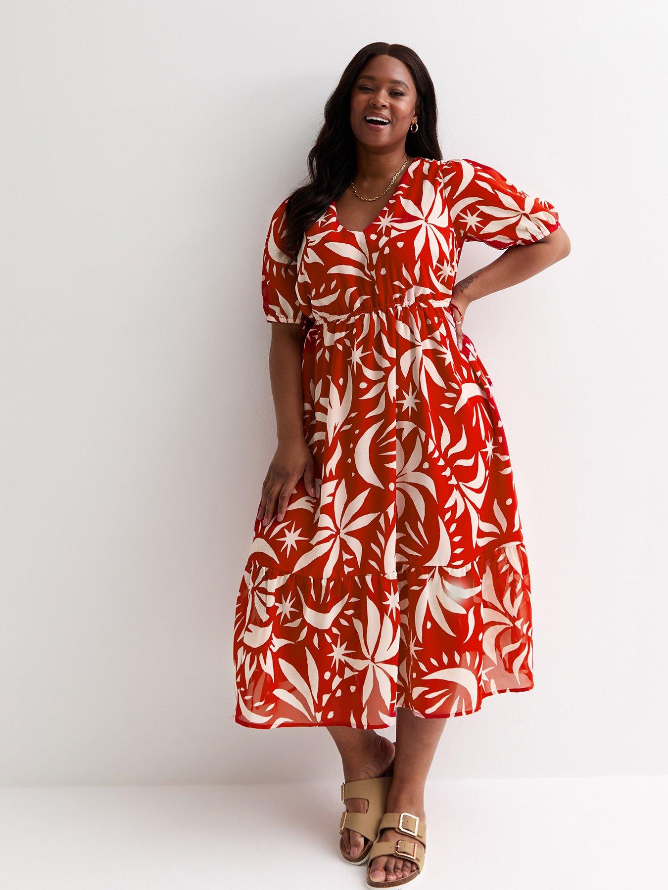 new-look-curves-red-abstract-print-side-tie-midi-smock-dress