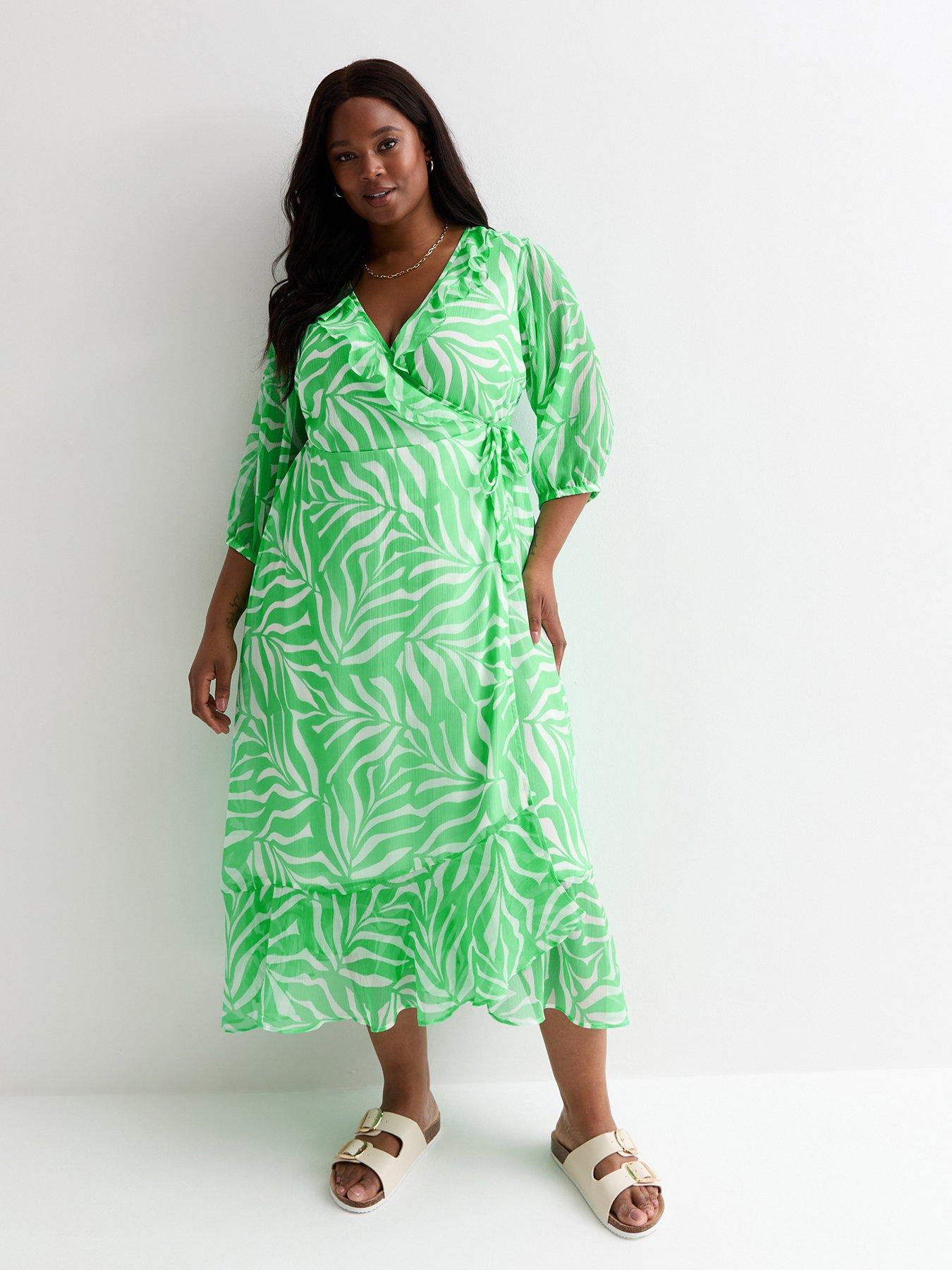 new-look-curves-green-leaf-print-frill-hem-wrap-midi-dressback