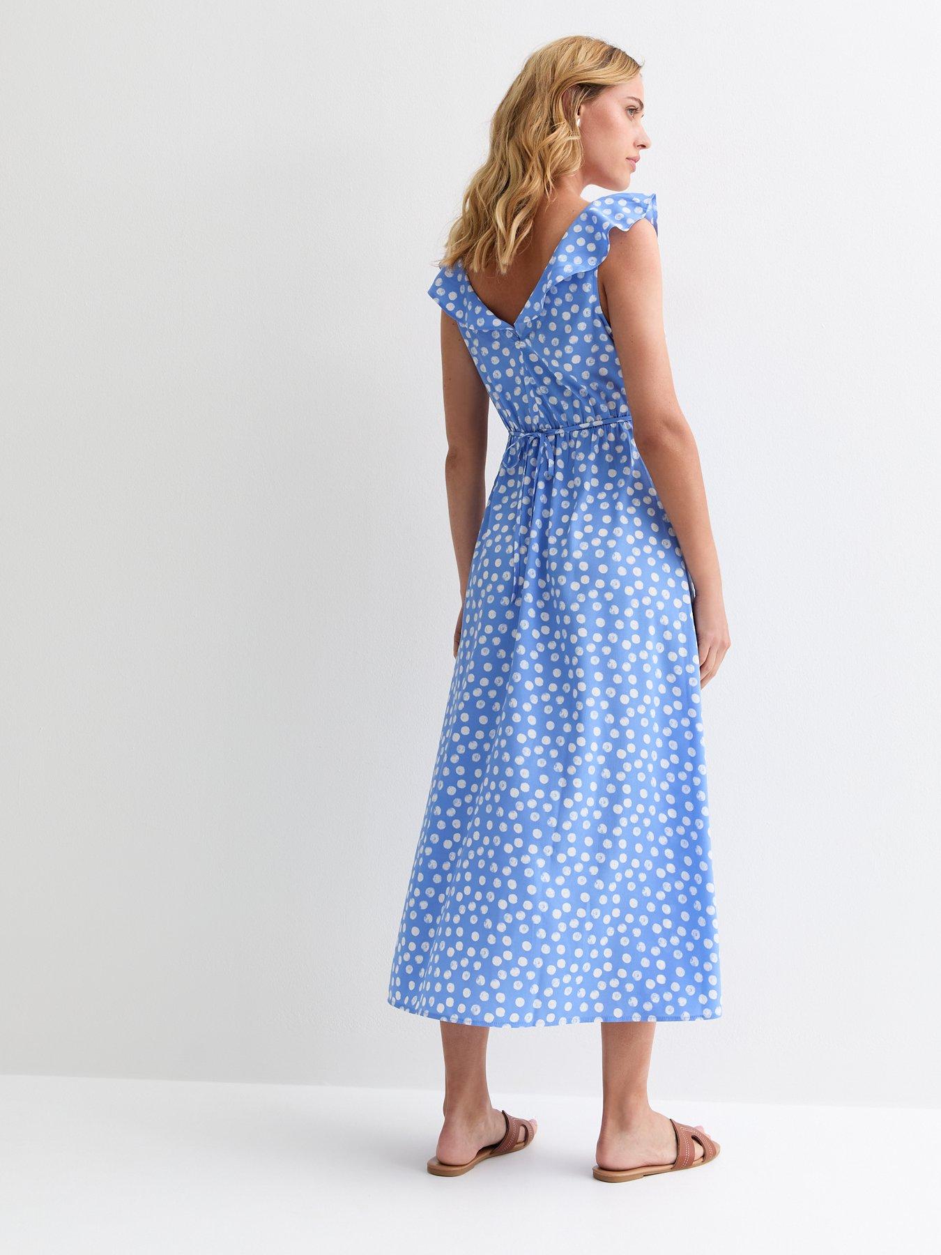 new-look-blue-polka-dot-frill-trim-midi-dressstillFront