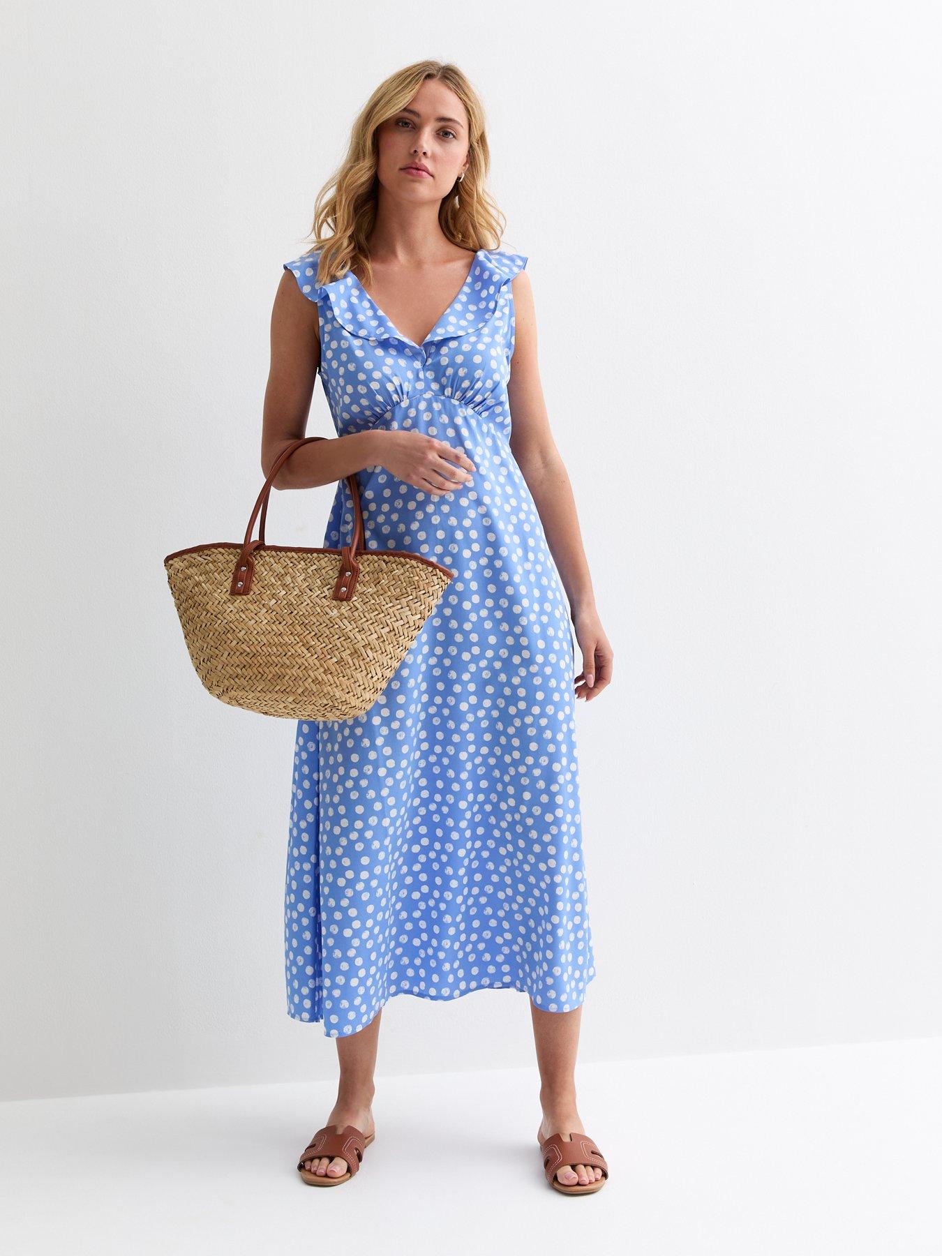 new-look-blue-polka-dot-frill-trim-midi-dressback