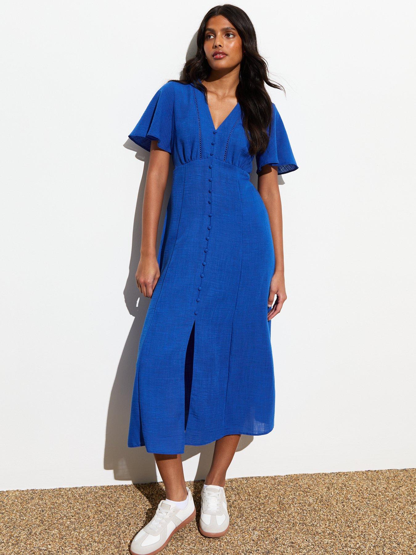 new-look-blue-lace-trim-button-front-midi-dress