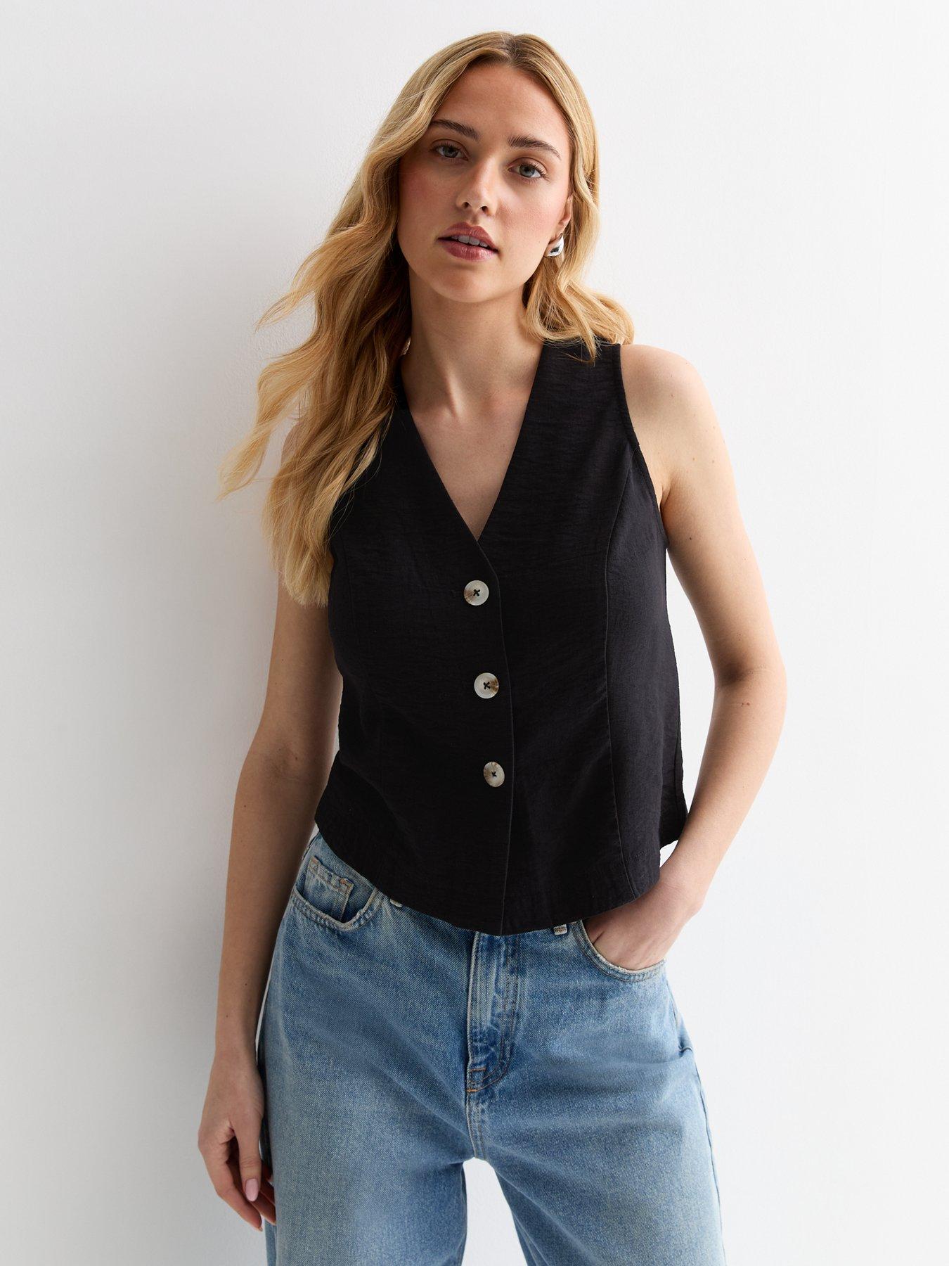 new-look-button-front-waistcoat-blackfront