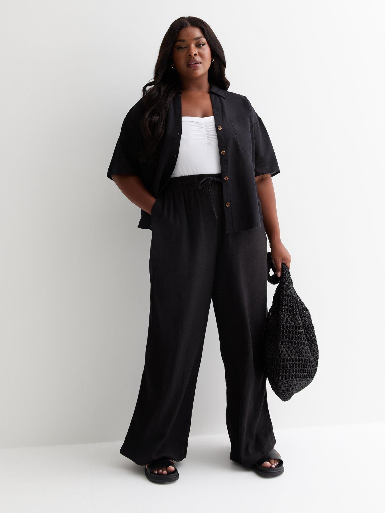 new-look-curves-black-linen-blend-wide-leg-trousersback