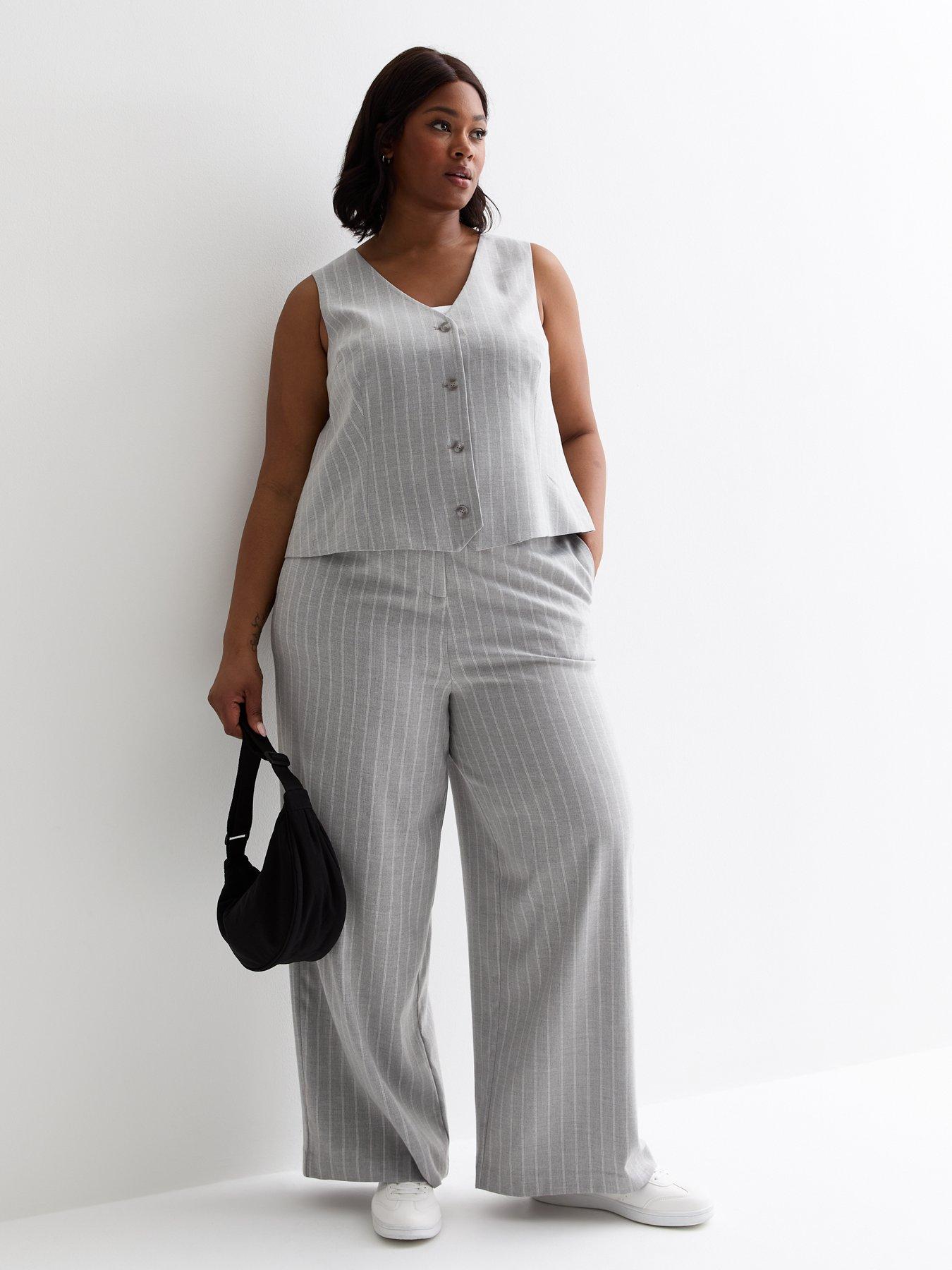 Light grey wide leg trousers sale