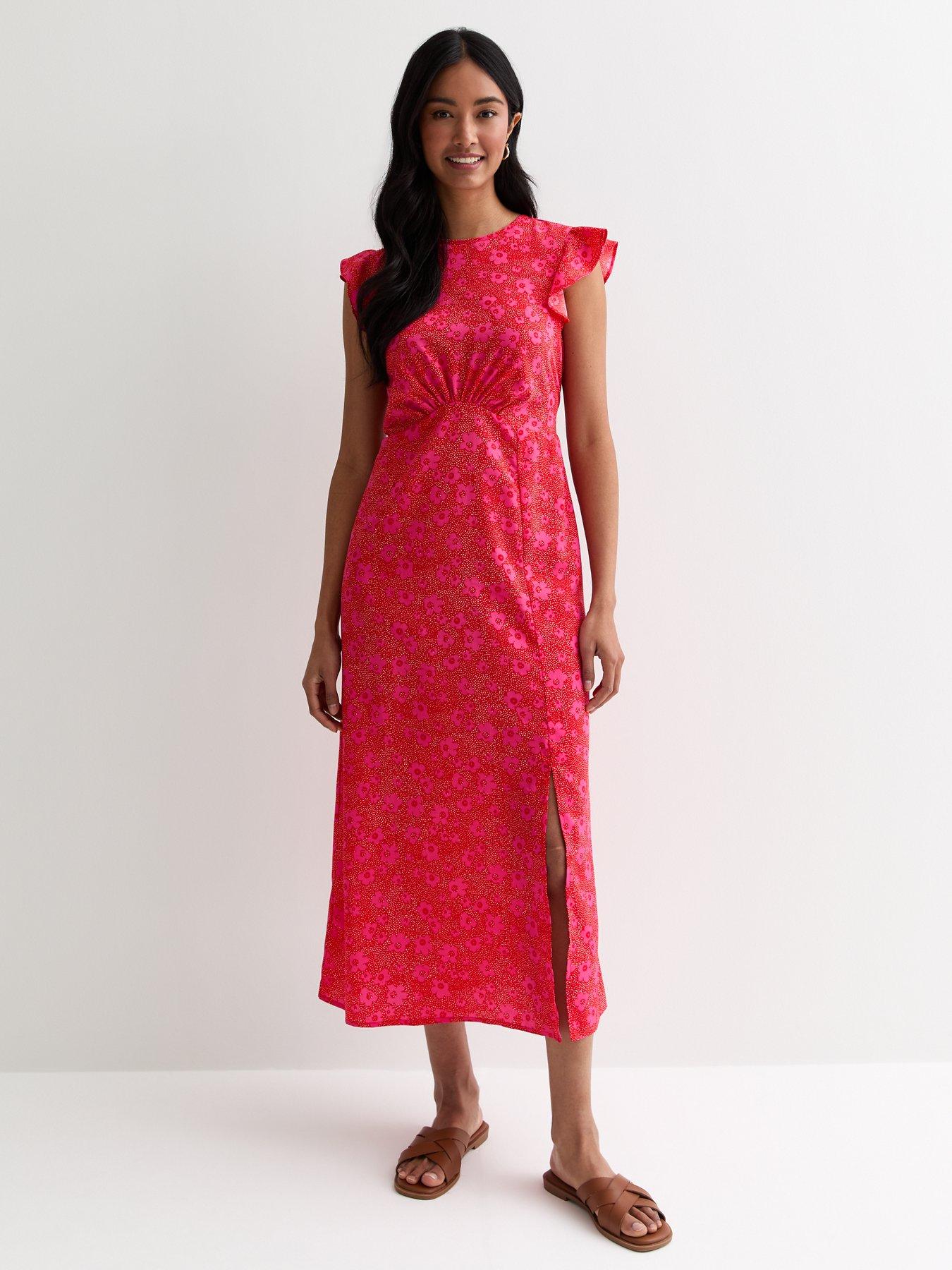 new-look-floral-frill-sleeve-midi-dress-red