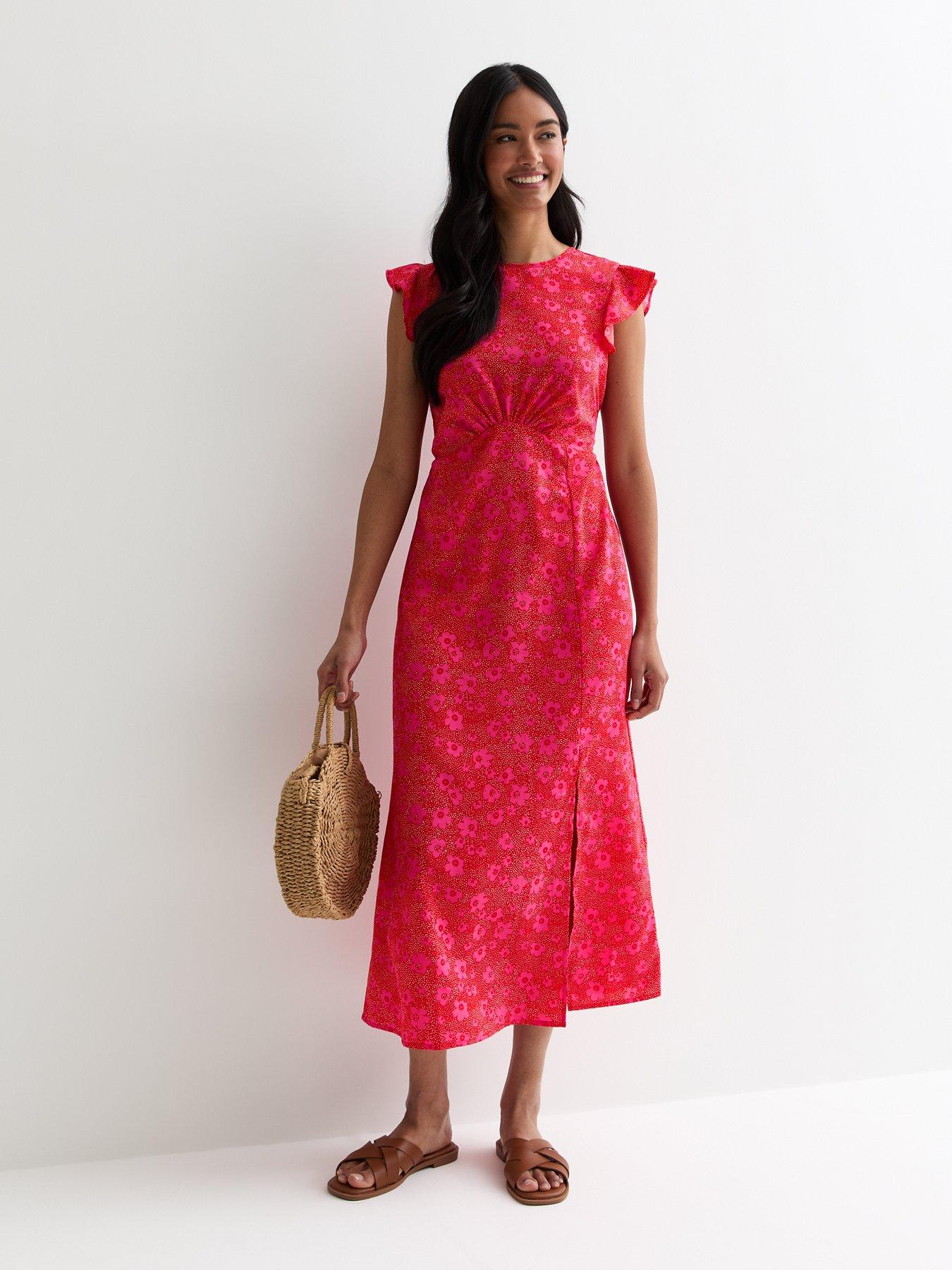 new-look-floral-frill-sleeve-midi-dress-redback