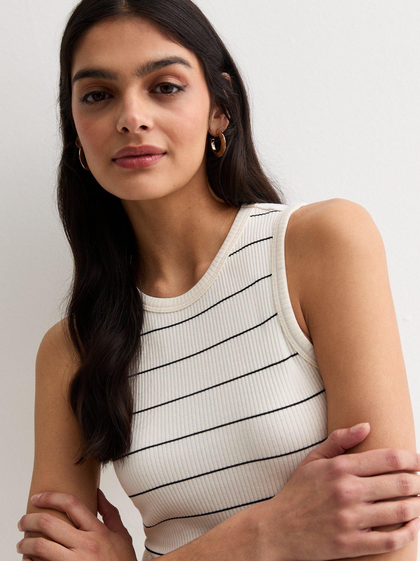 new-look-white-stripe-ribbed-tank-midi-dressoutfit