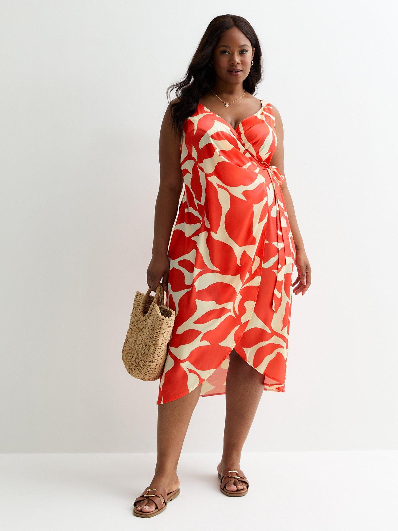 new-look-curves-red-satin-leaf-print-wrap-midi-dress