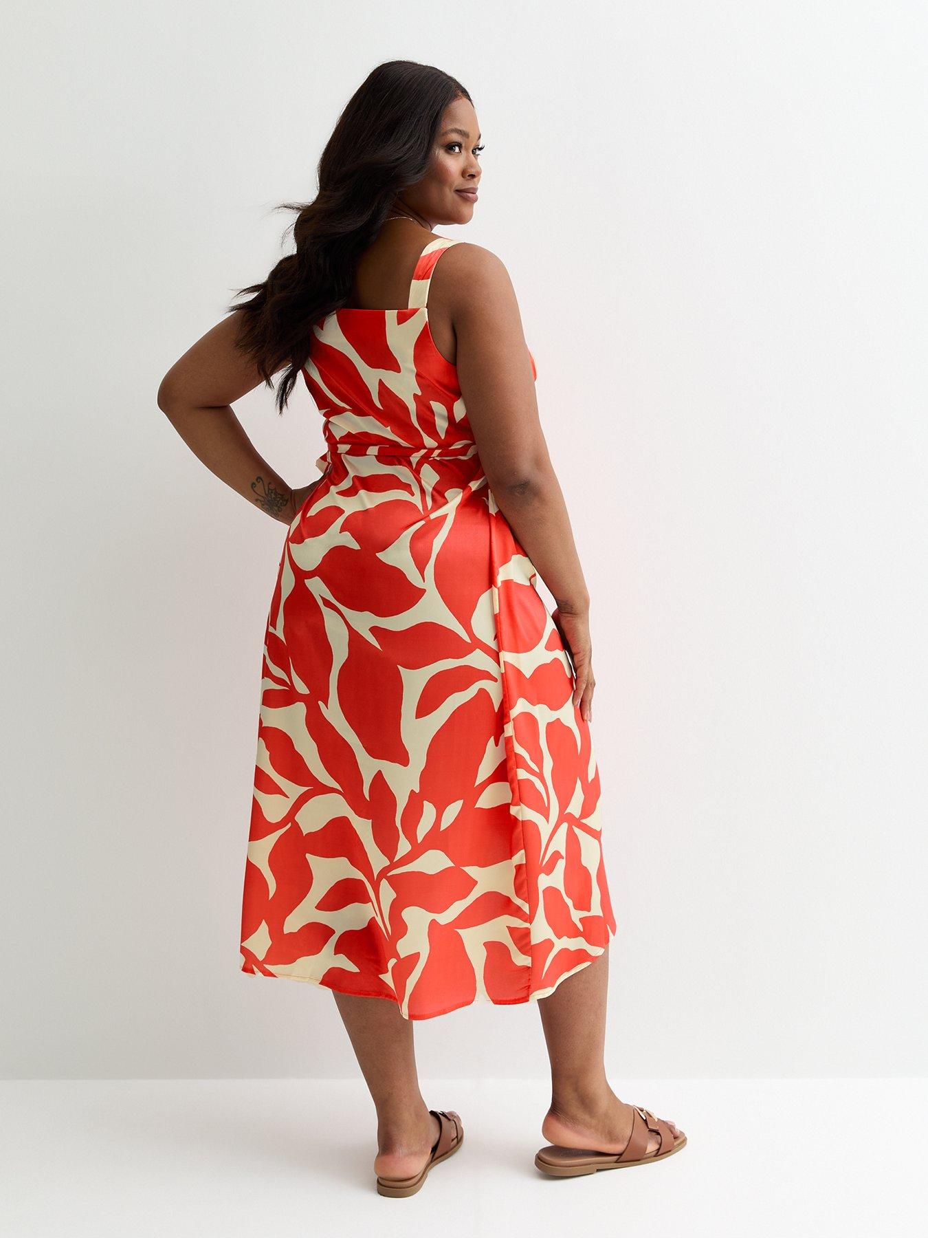 new-look-curves-red-satin-leaf-print-wrap-midi-dressstillFront