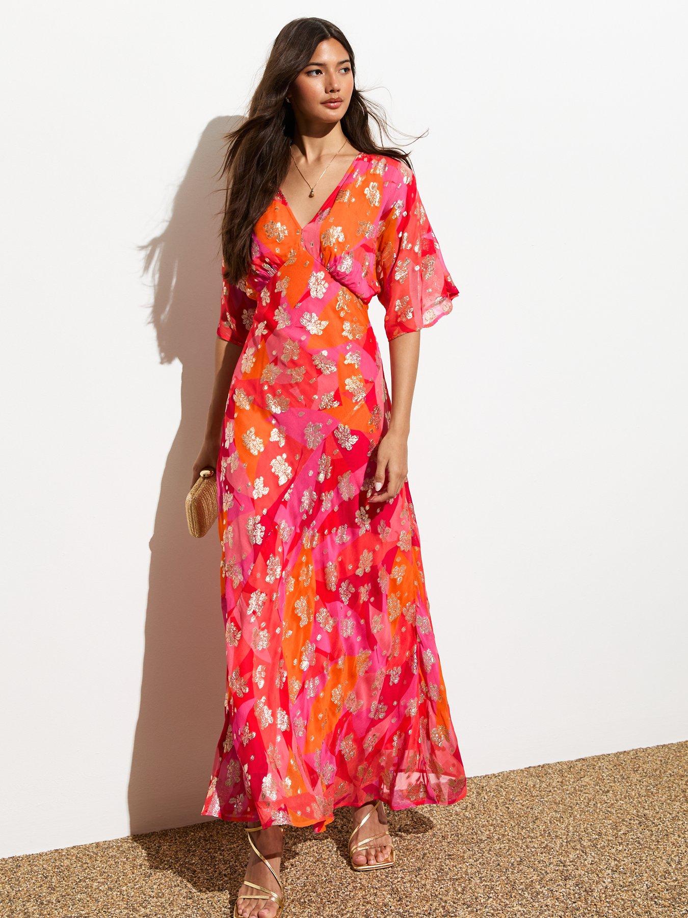 new-look-orange-gold-floral-print-maxi-dressfront