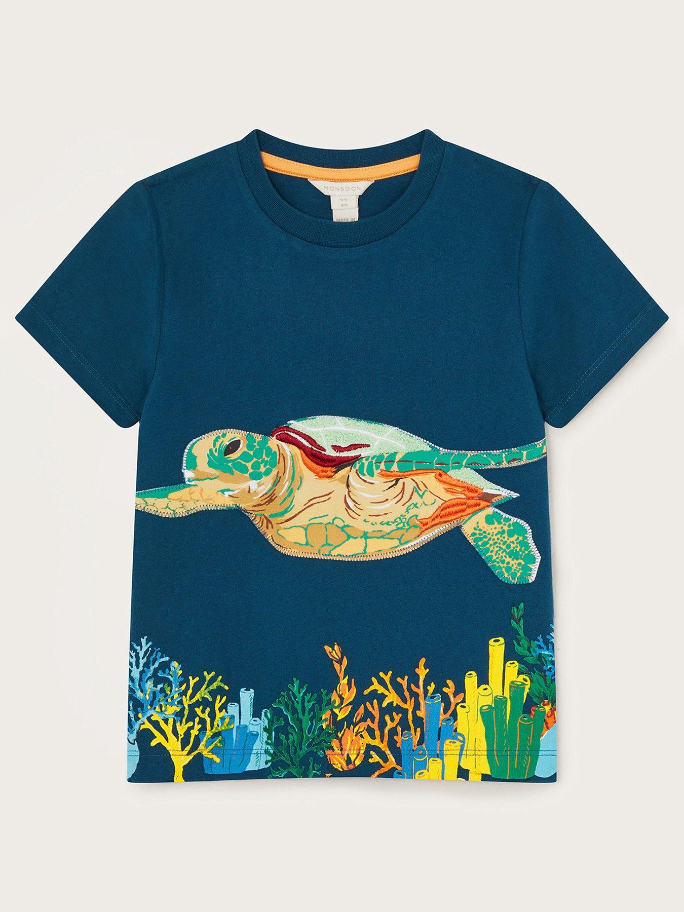 Image 1 of 3 of Monsoon Boys Turtle Applique T-shirt - Navy