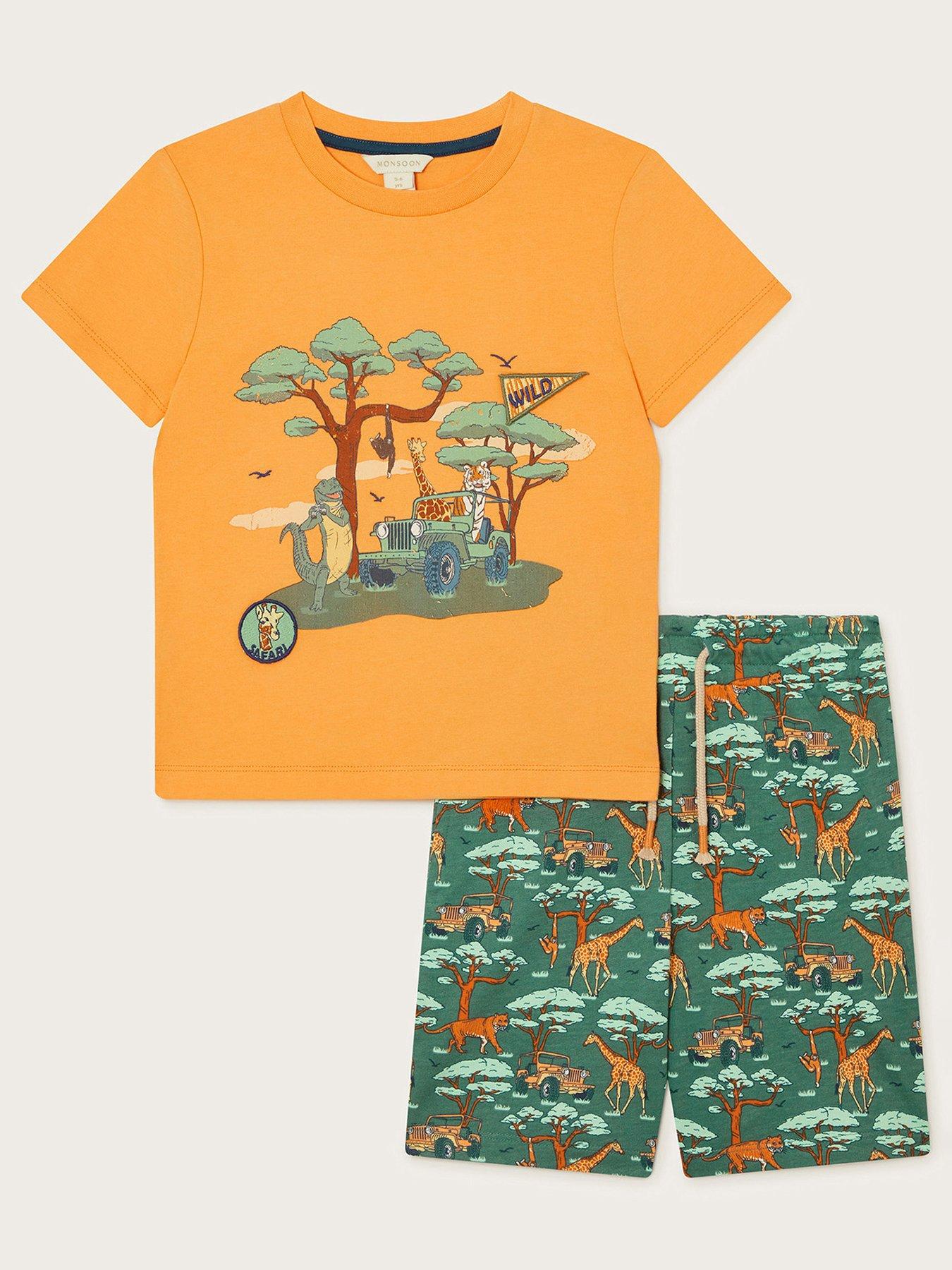 Image 1 of 3 of Monsoon Boys Safari T-shirt And Shorts Set - Multi