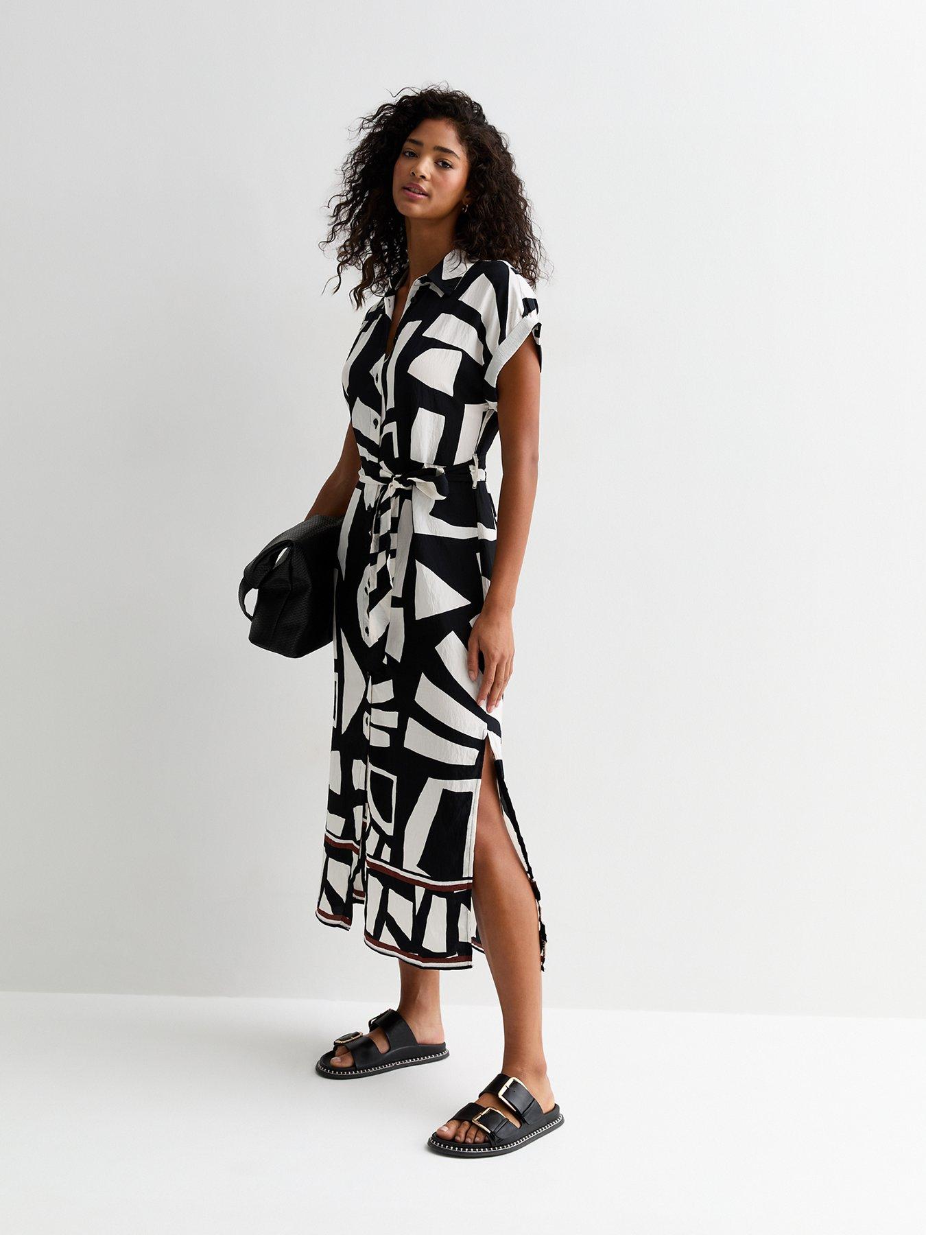 new-look-black-abstract-print-belted-midi-shirt-dressback