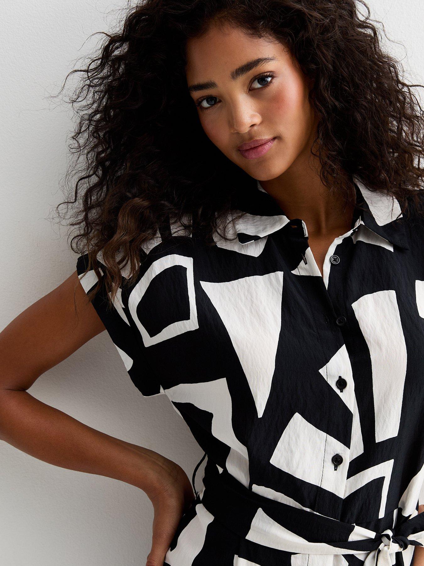 new-look-black-abstract-print-belted-midi-shirt-dressoutfit