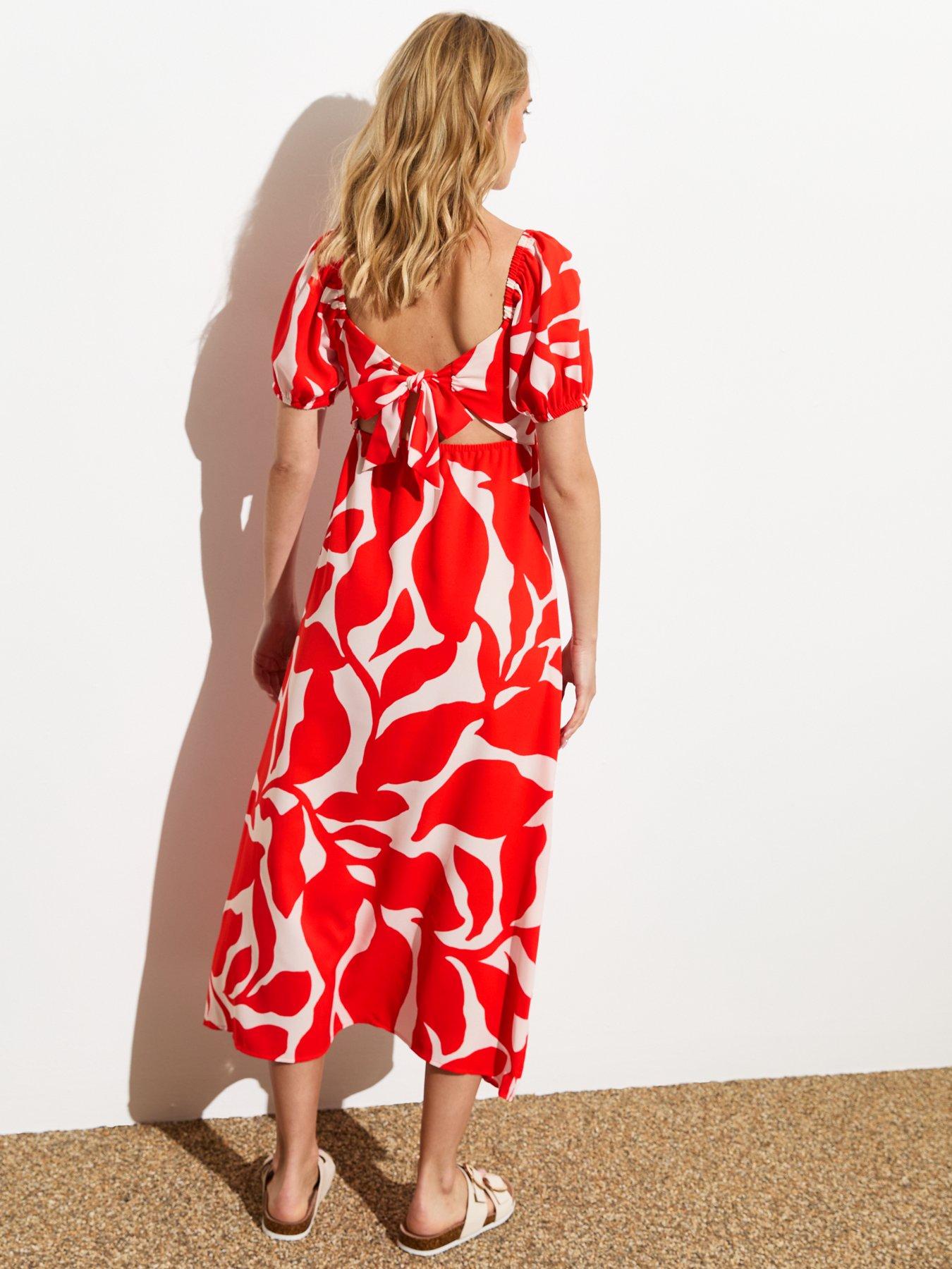 new-look-red-leaf-print-twist-cut-out-front-midi-dressstillFront