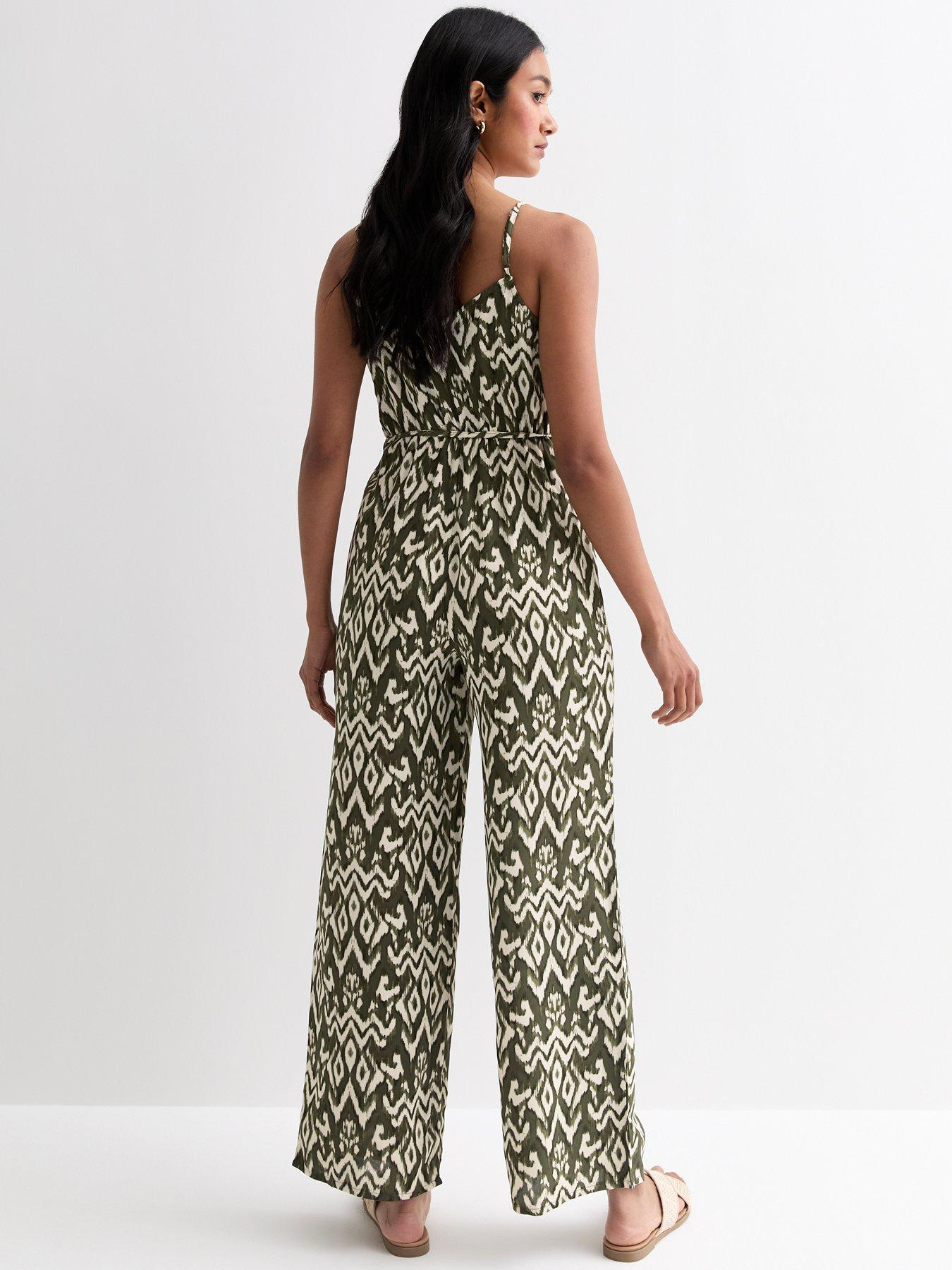 new-look-green-abstract-print-strappy-belted-jumpsuitstillFront