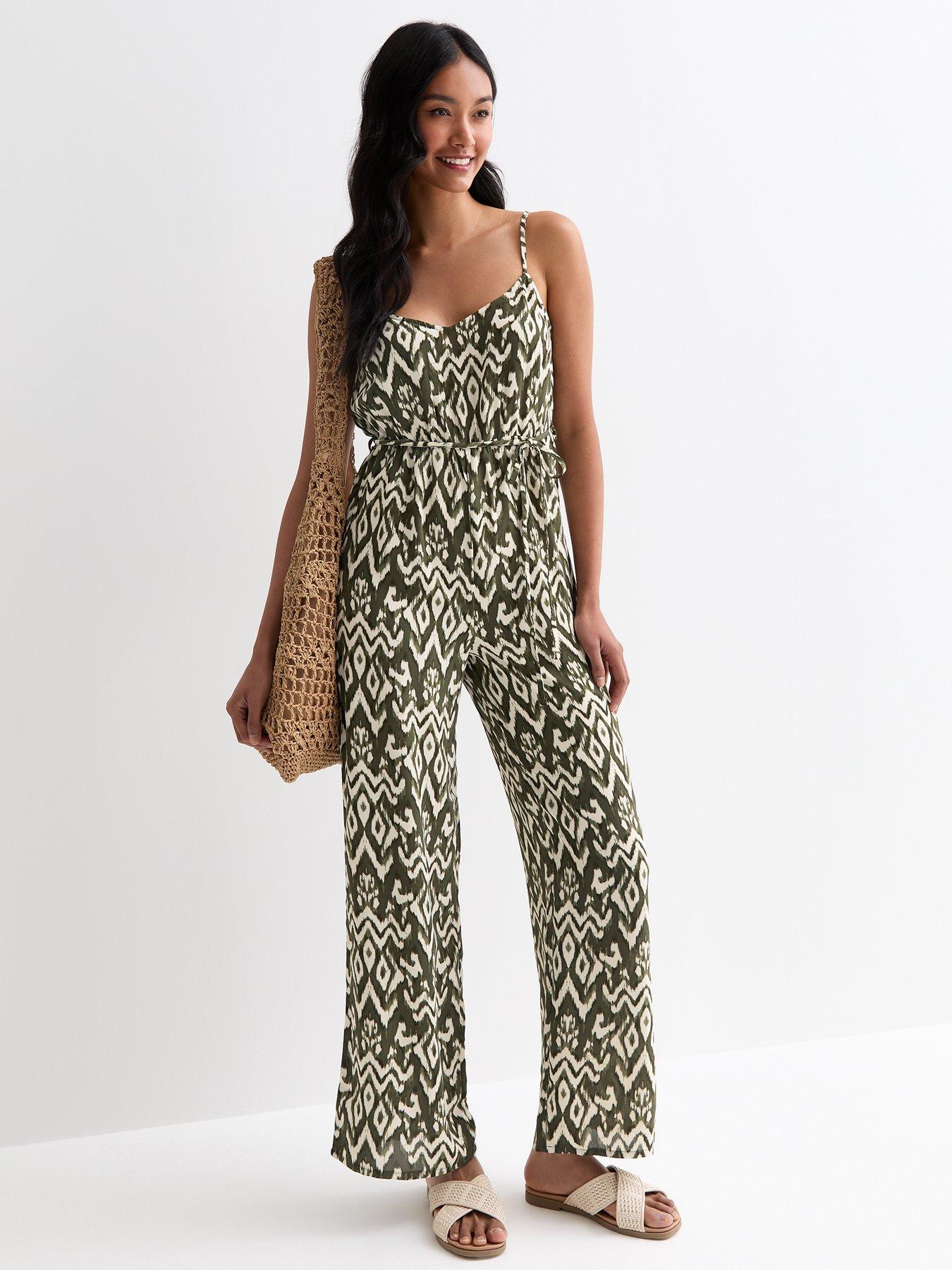 new-look-green-abstract-print-strappy-belted-jumpsuitback