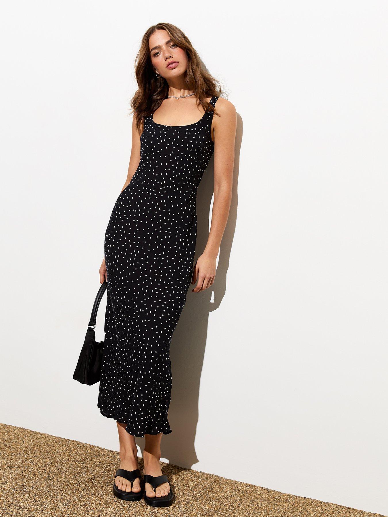 new-look-black-spot-print-bias-slip-midi-dress