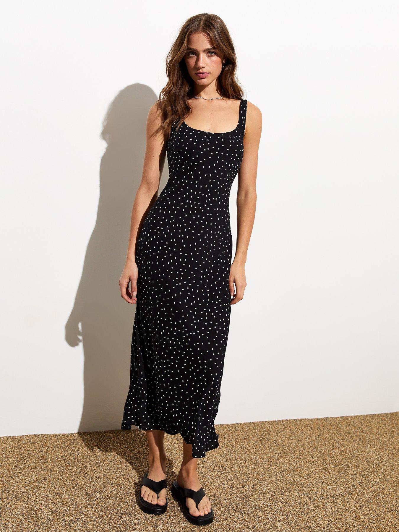 new-look-black-spot-print-bias-slip-midi-dressback