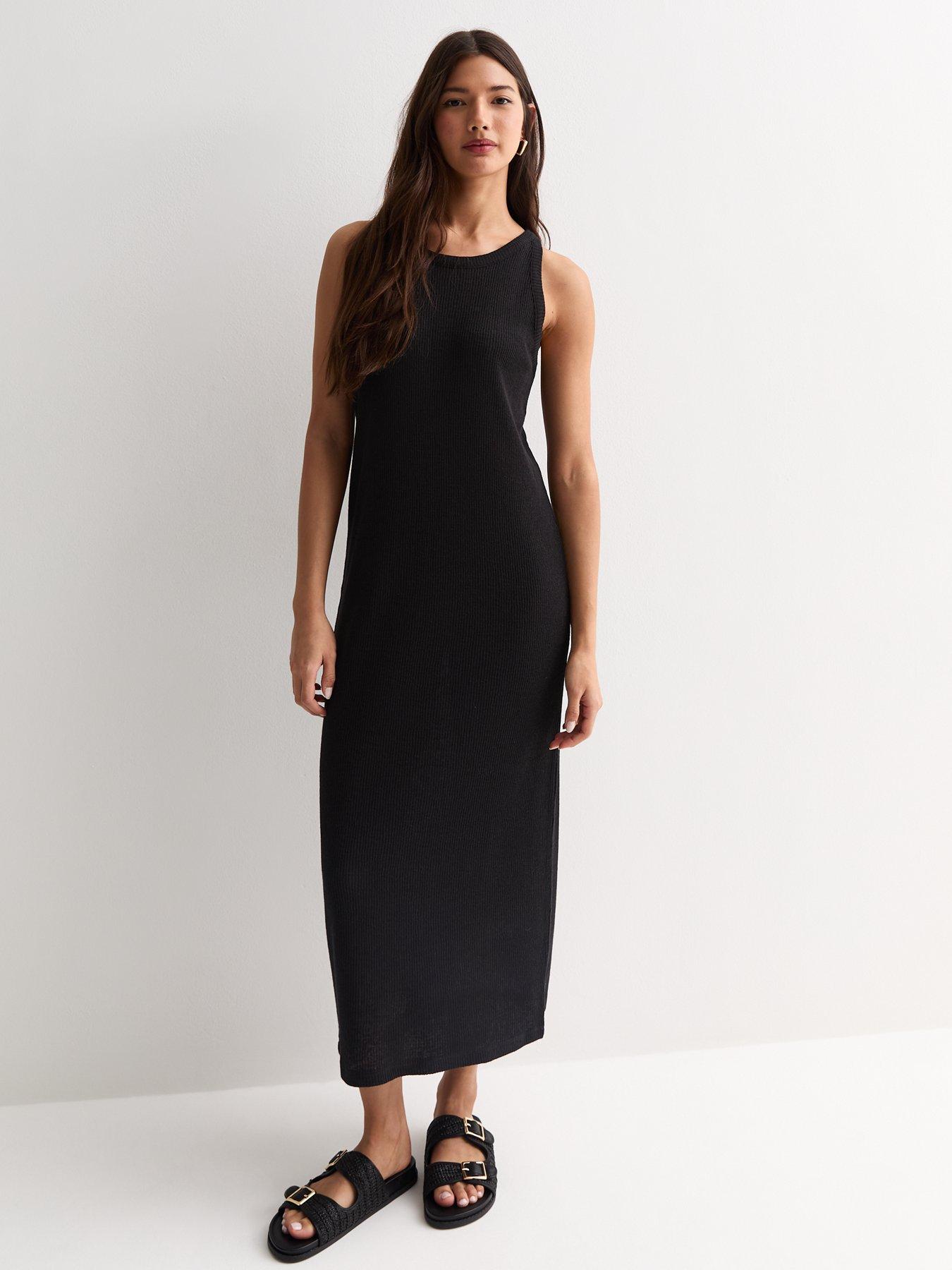 new-look-black-ribbed-racer-midi-dress