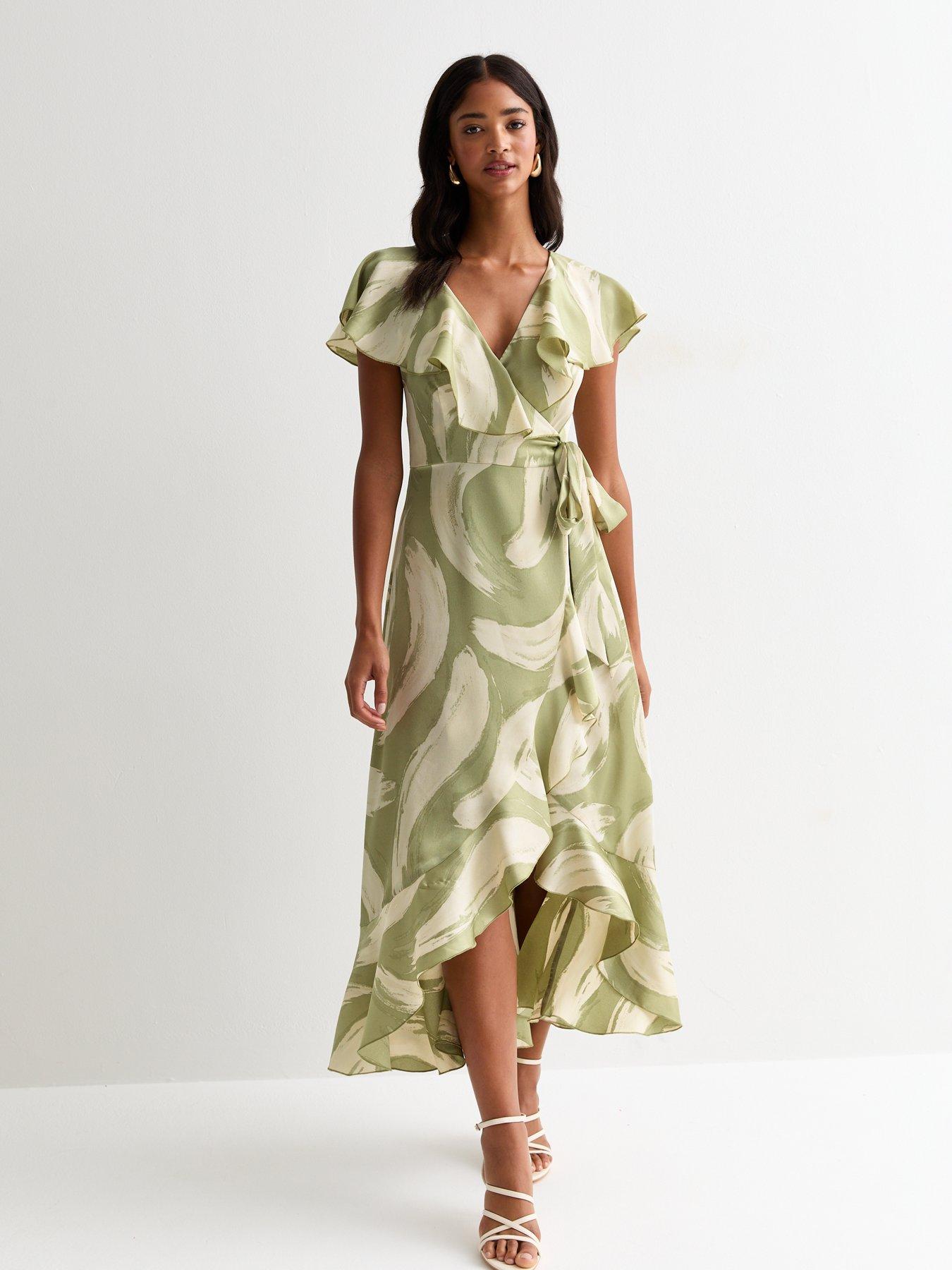 new-look-green-brush-stroke-ruffle-wrap-midi-dress