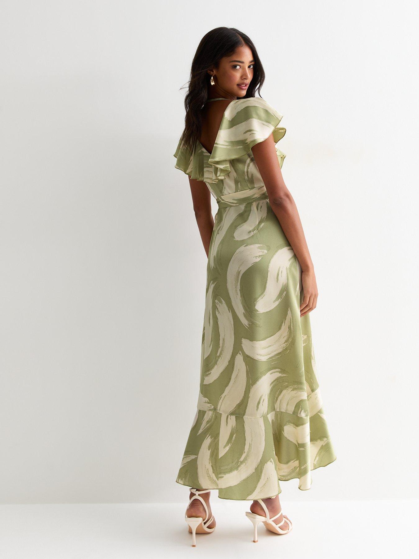 new-look-green-brush-stroke-ruffle-wrap-midi-dressstillFront