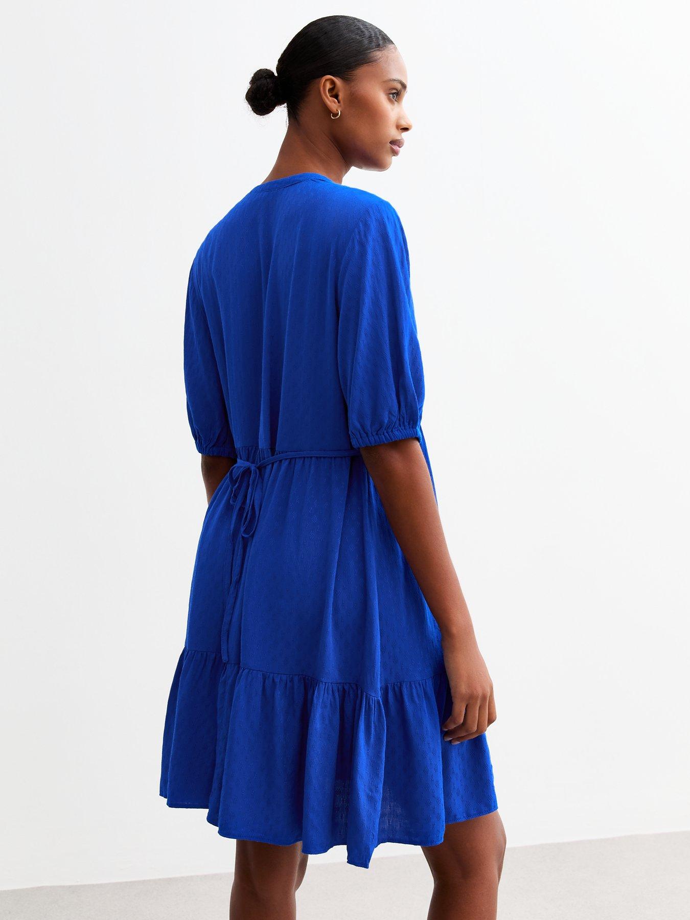 new-look-blue-button-through-textured-mini-smock-dressstillFront