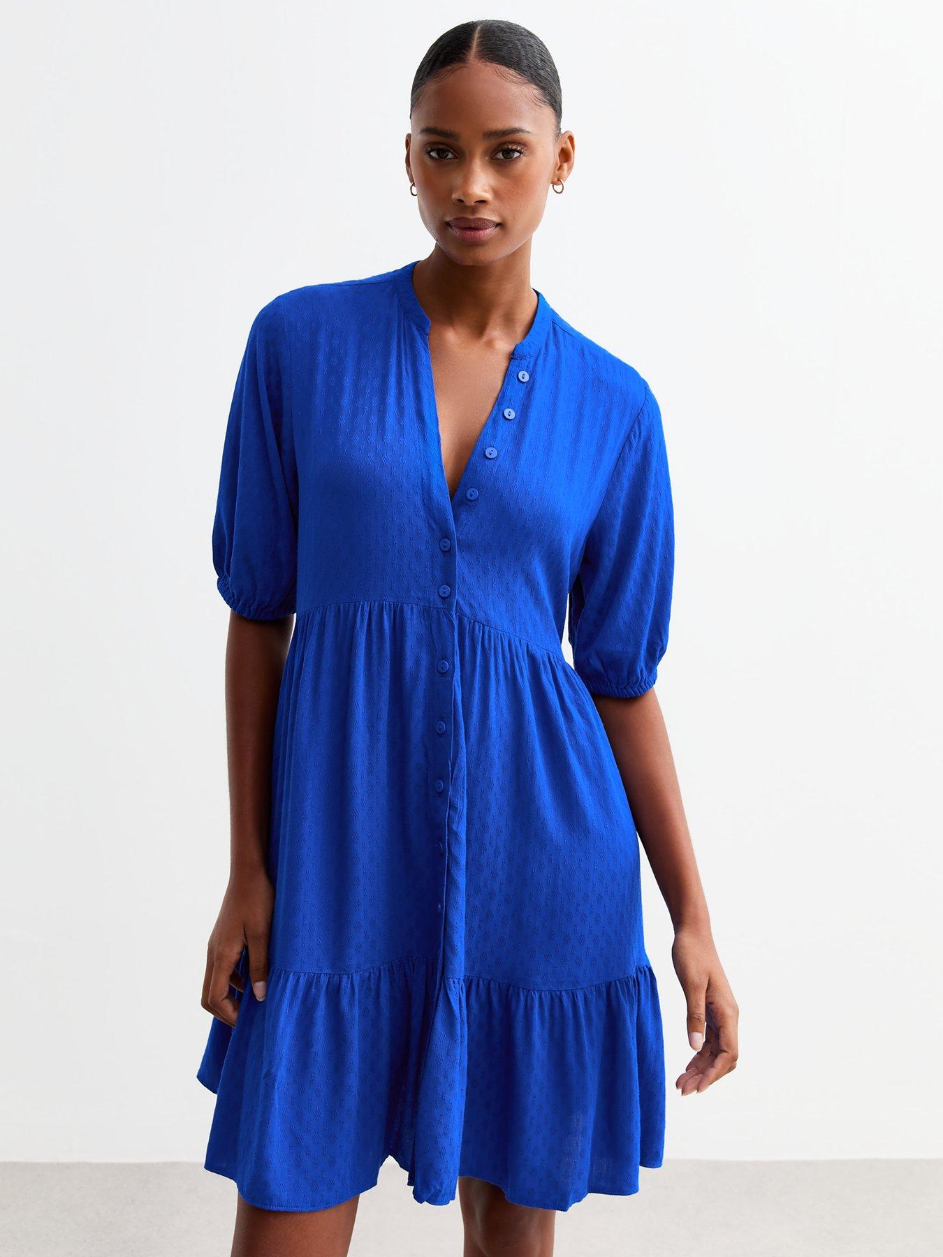 new-look-blue-button-through-textured-mini-smock-dressback