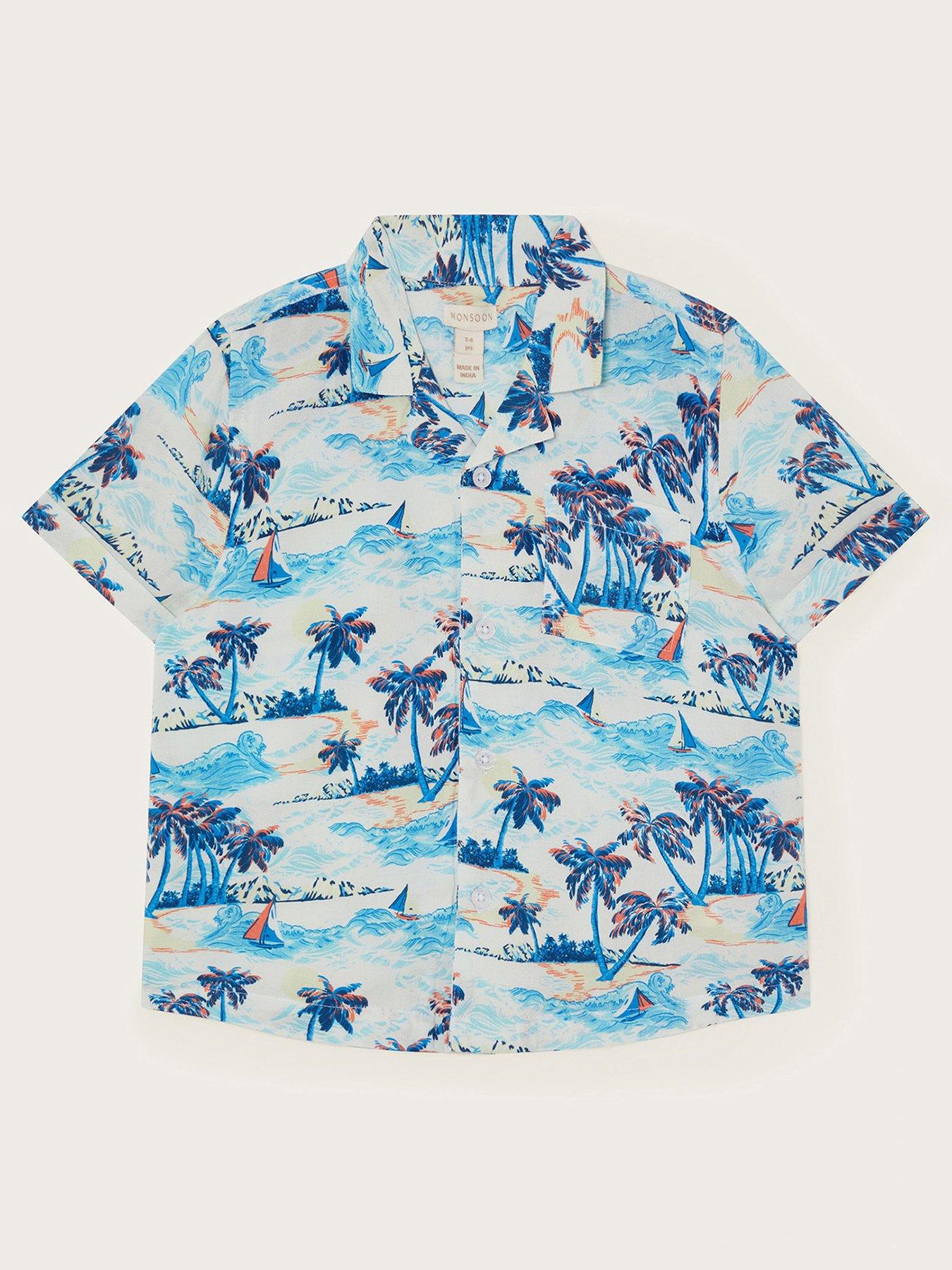 Image 1 of 3 of Monsoon Boys Palm Print Shirt - Multi