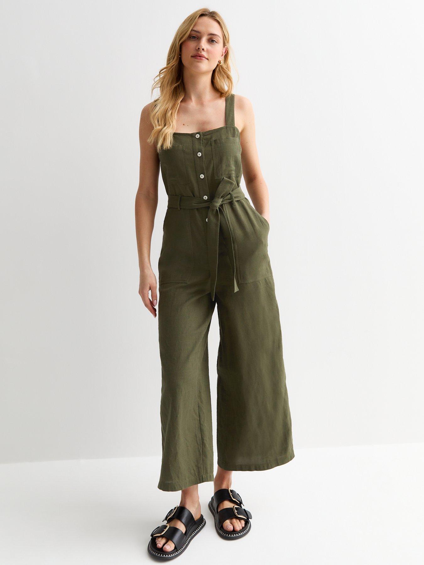 new-look-square-neck-cotton-jumpsuit-khaki