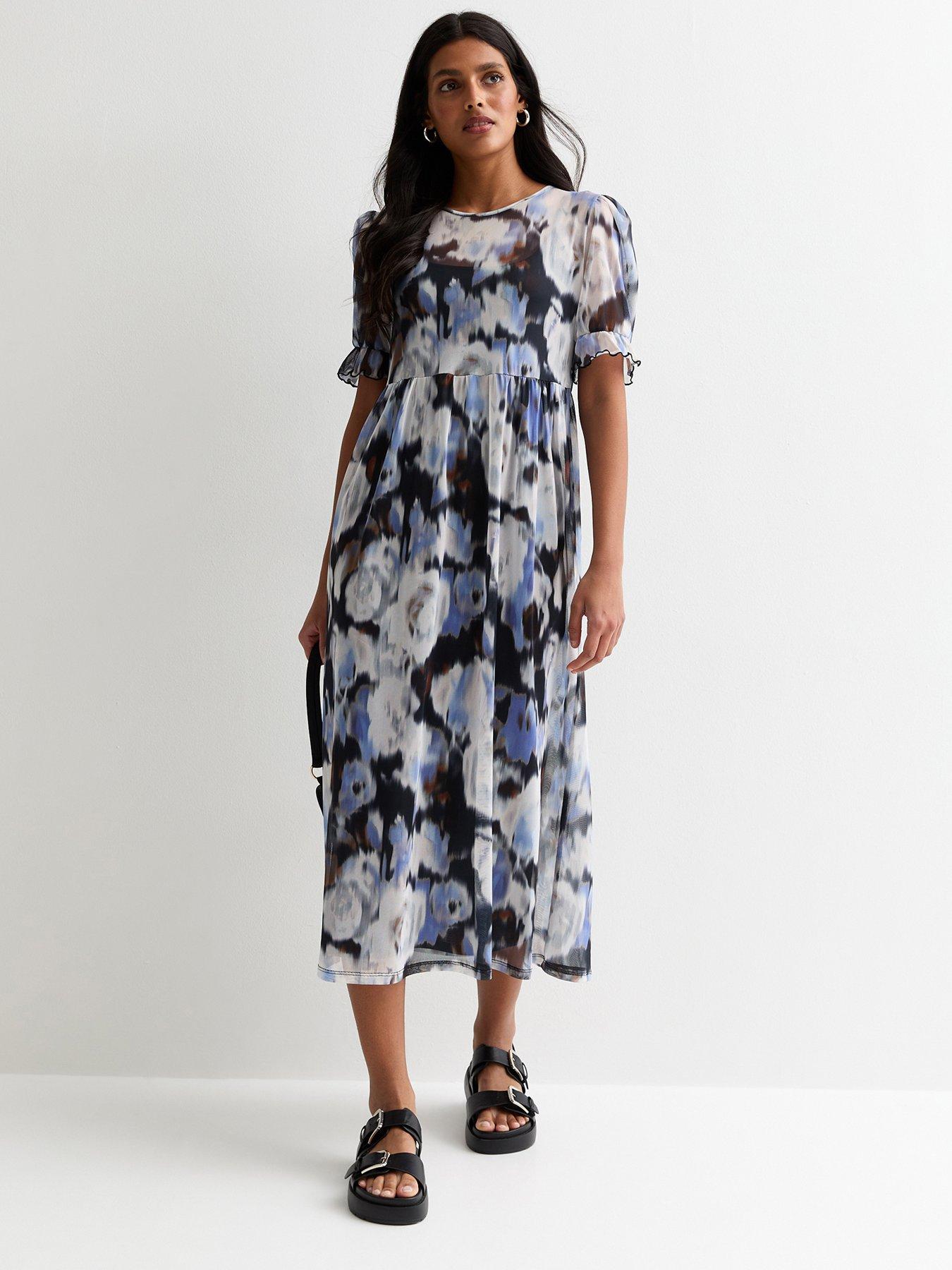 new-look-blue-rose-print-mesh-smock-midi-dress